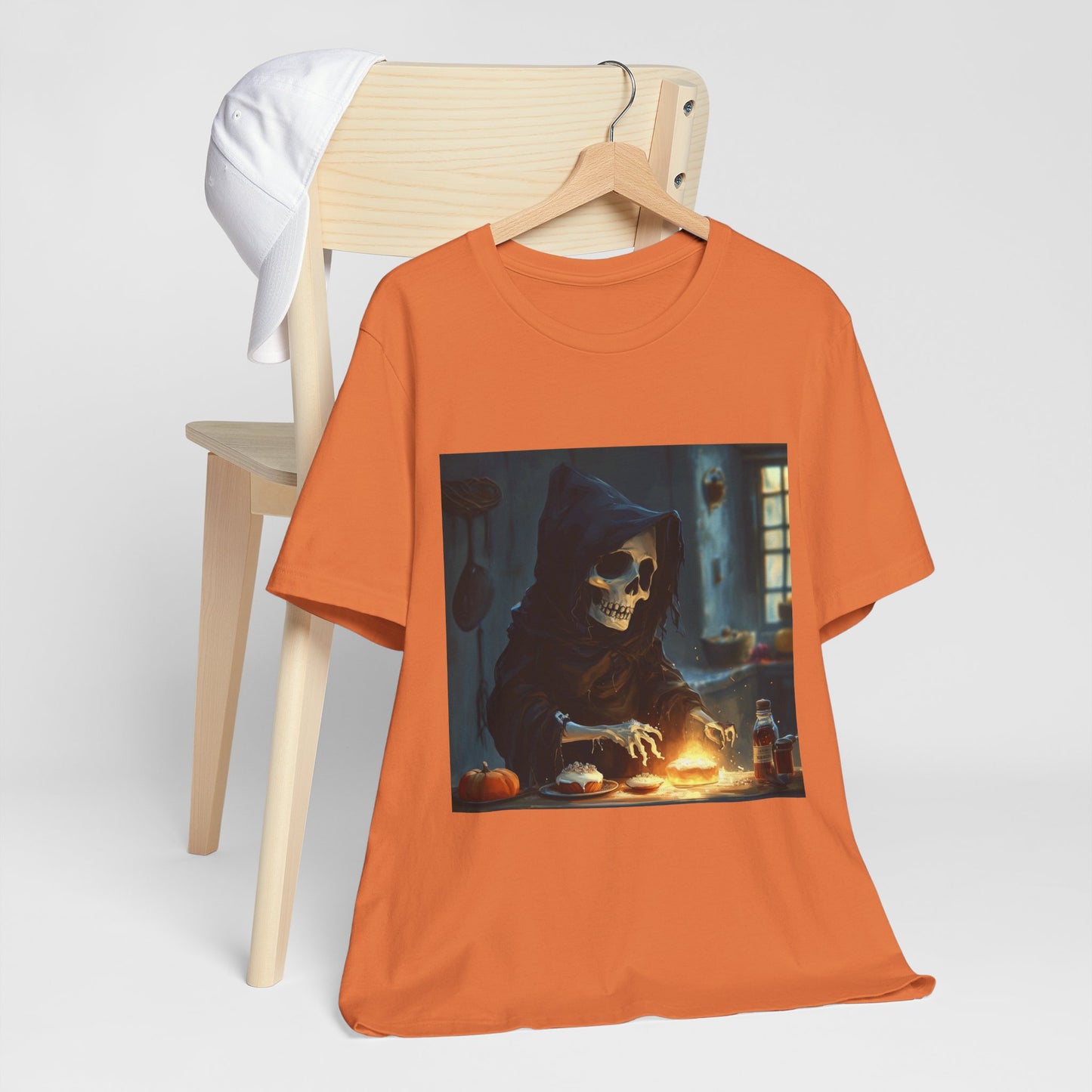 Grim Reaper Baking Sweet Rolls Unisex Jersey Short Sleeve Tee