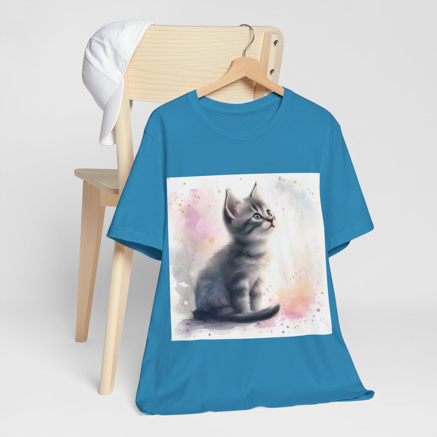 Watercolor Gray Kitten Unisex Jersey Short Sleeve Tee