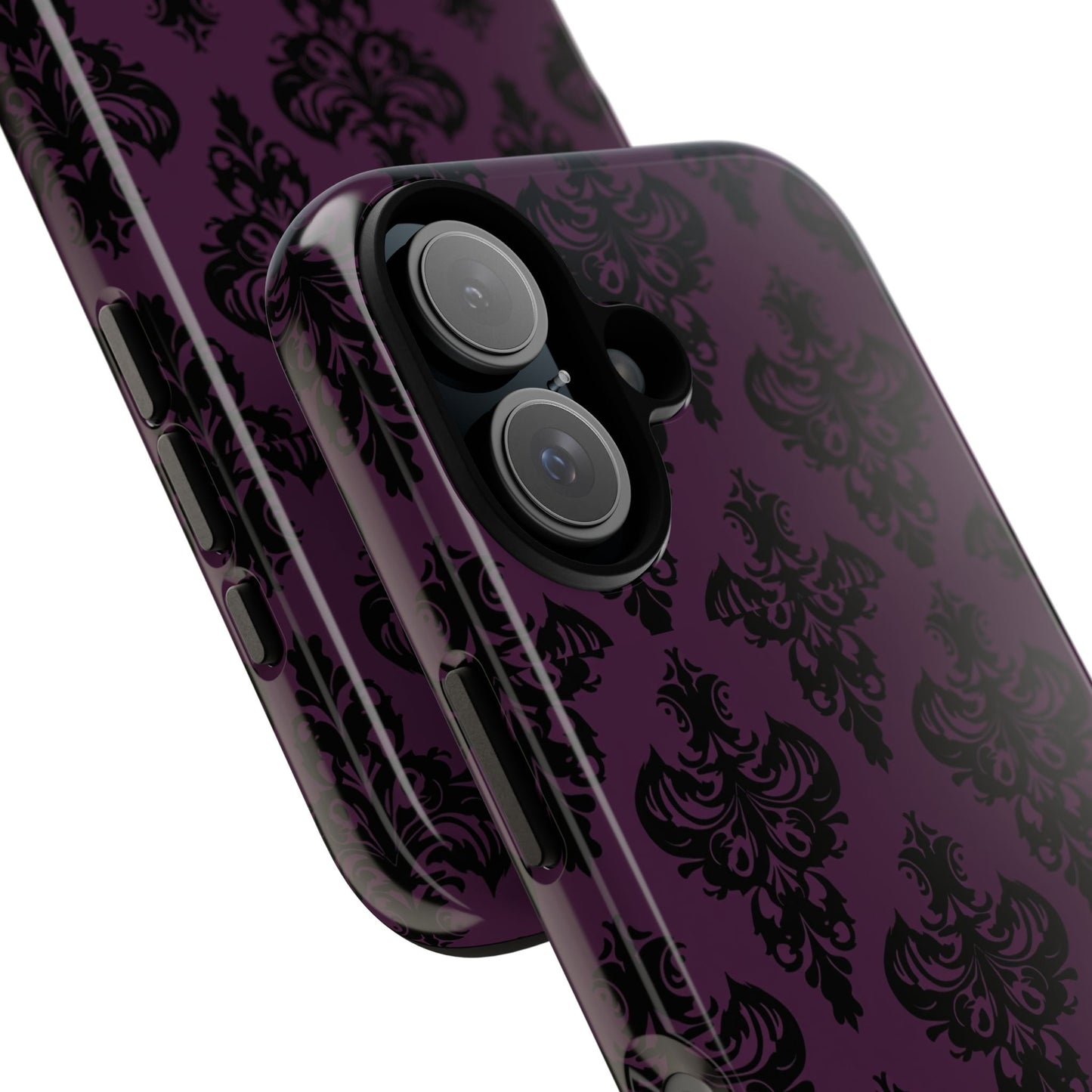 Purple and Black Victorian Damask Pattern Tough Cases