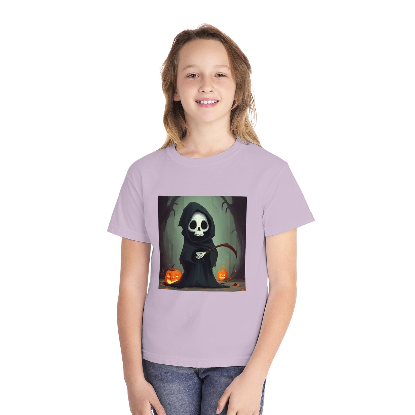 Spooky Forest Grim Reaper Youth Midweight Tee