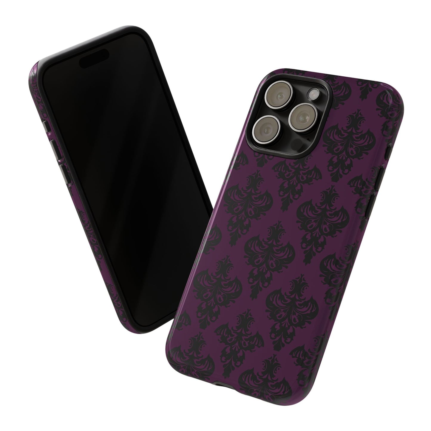 Purple and Black Victorian Damask Pattern Tough Cases