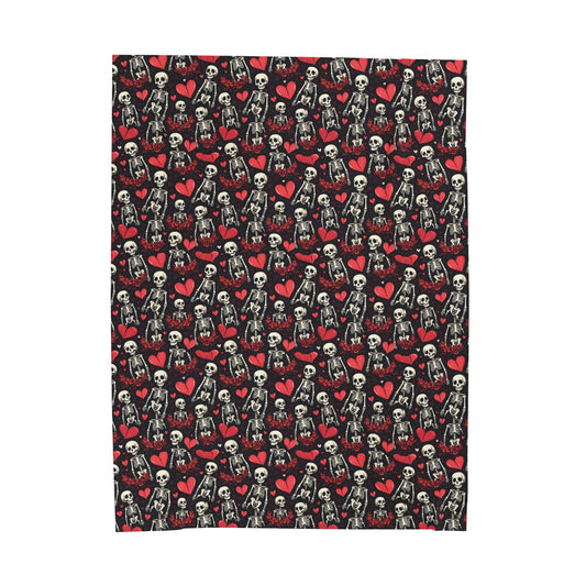 Skulls and Hearts Velveteen Plush Blanket