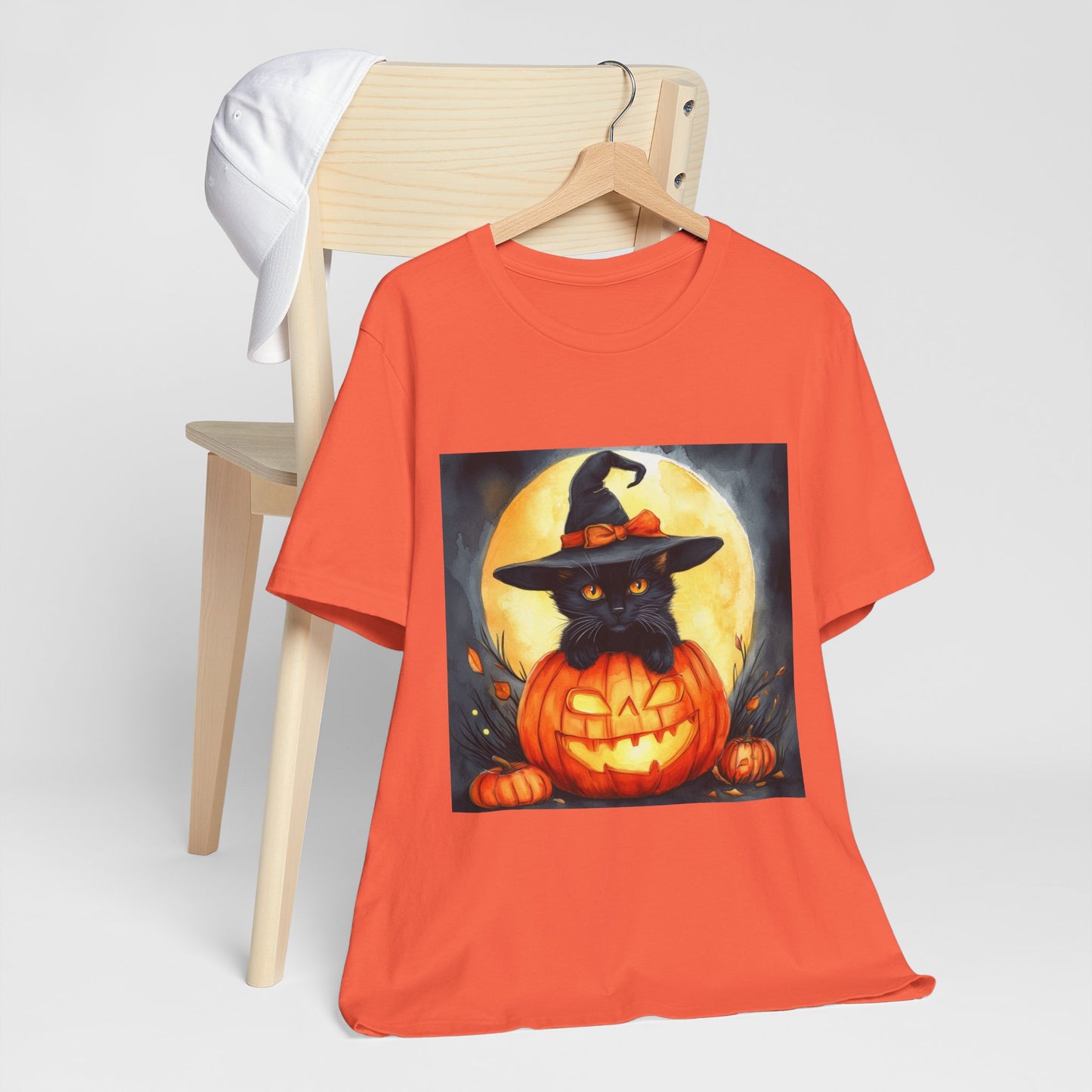 Cat inside Jack o' Lantern Unisex Jersey Short Sleeve Tee