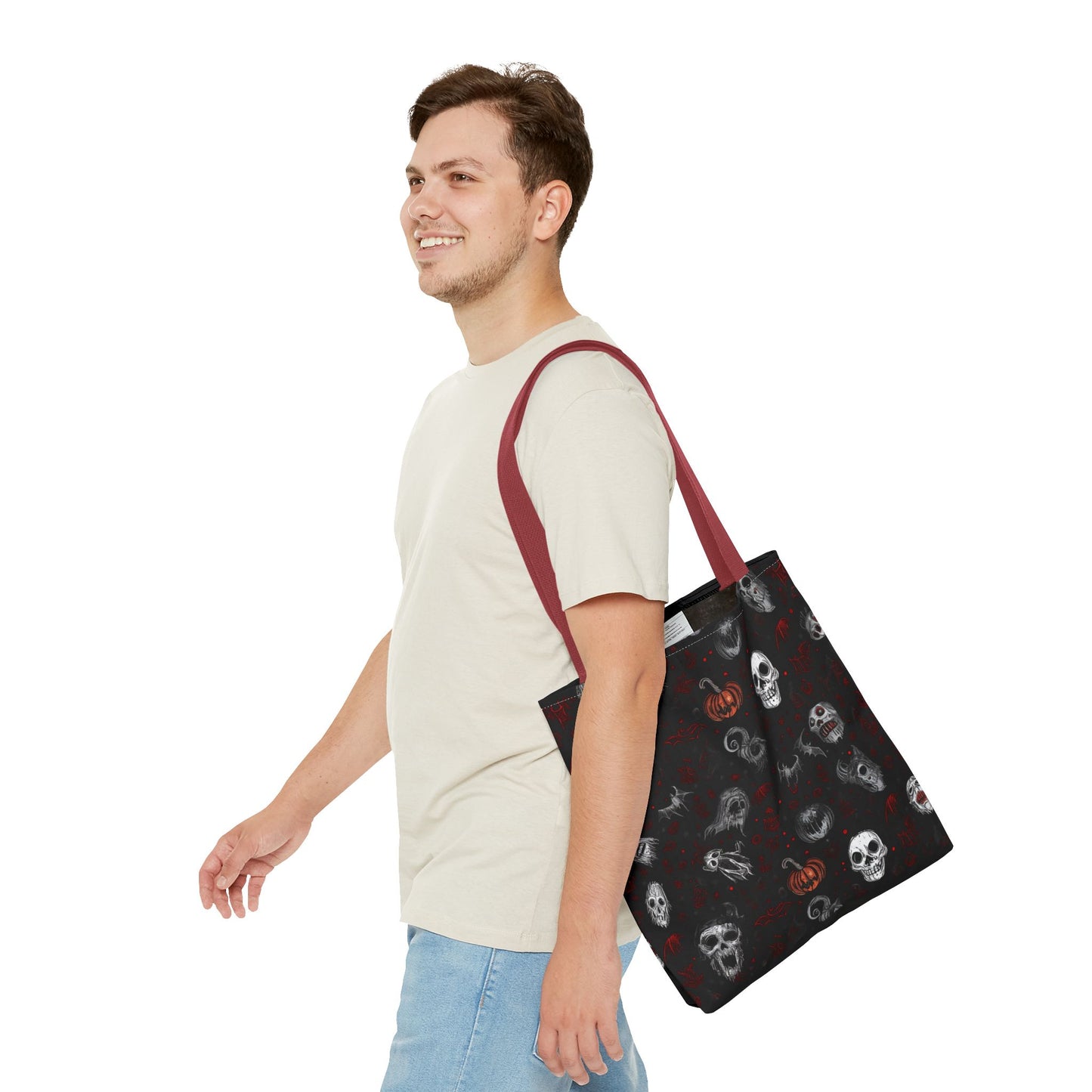 Scary Halloween Pattern Tote Bag (AOP)