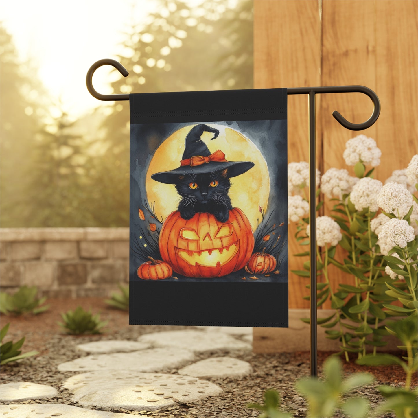 Cat Inside Jack o Lantern Garden & House Banner