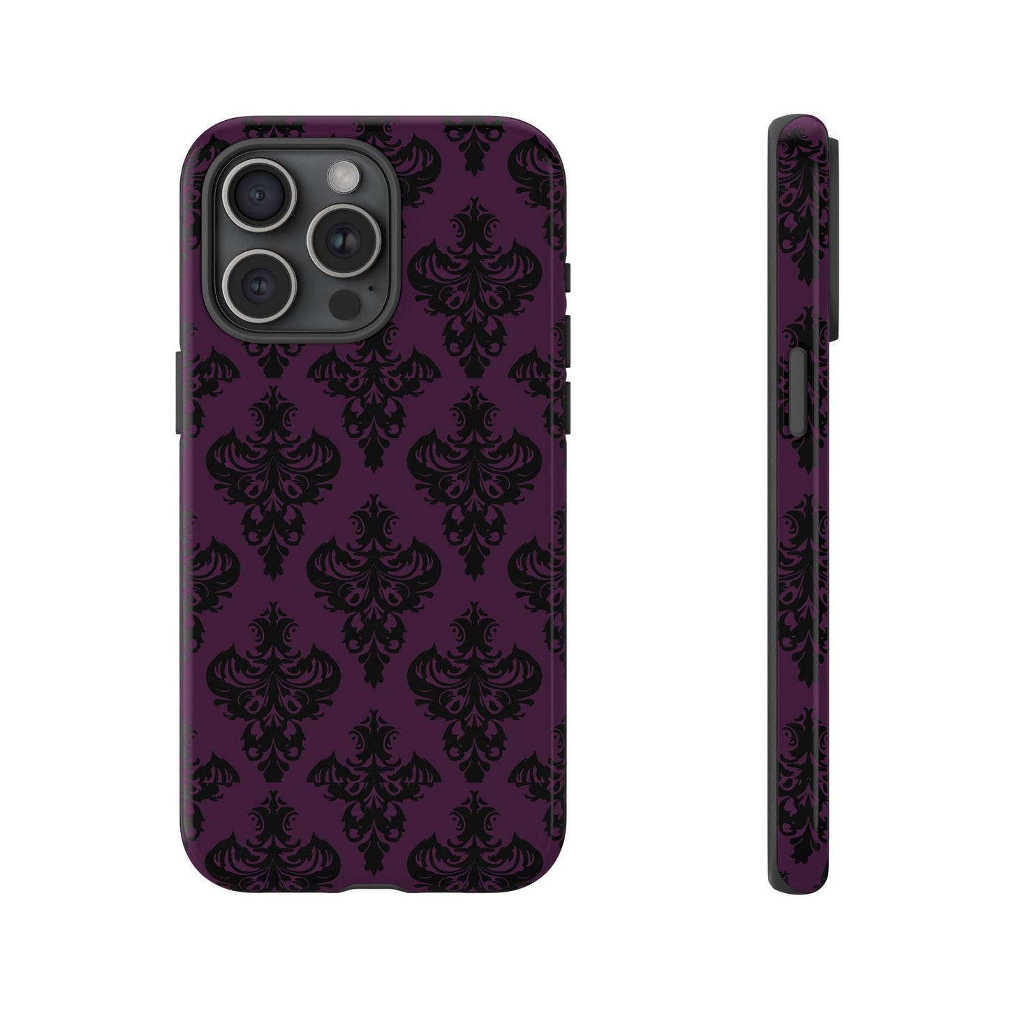 Purple and Black Victorian Damask Pattern Tough Cases