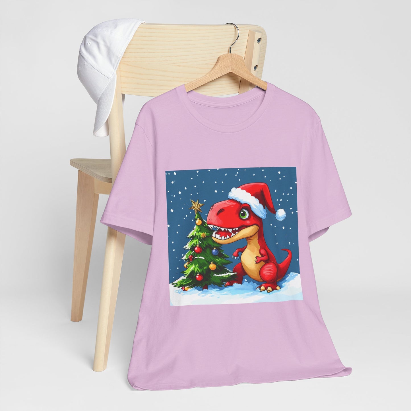 Red T-Rex Christmas Unisex Jersey Short Sleeve Tee