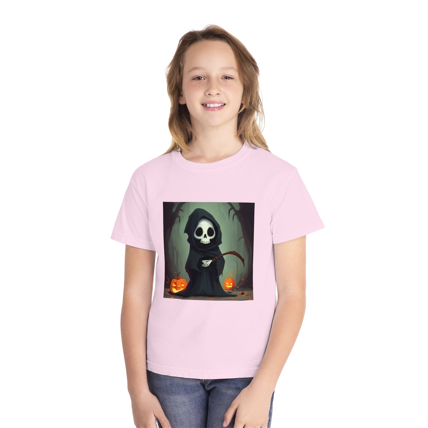 Spooky Forest Grim Reaper Youth Midweight Tee