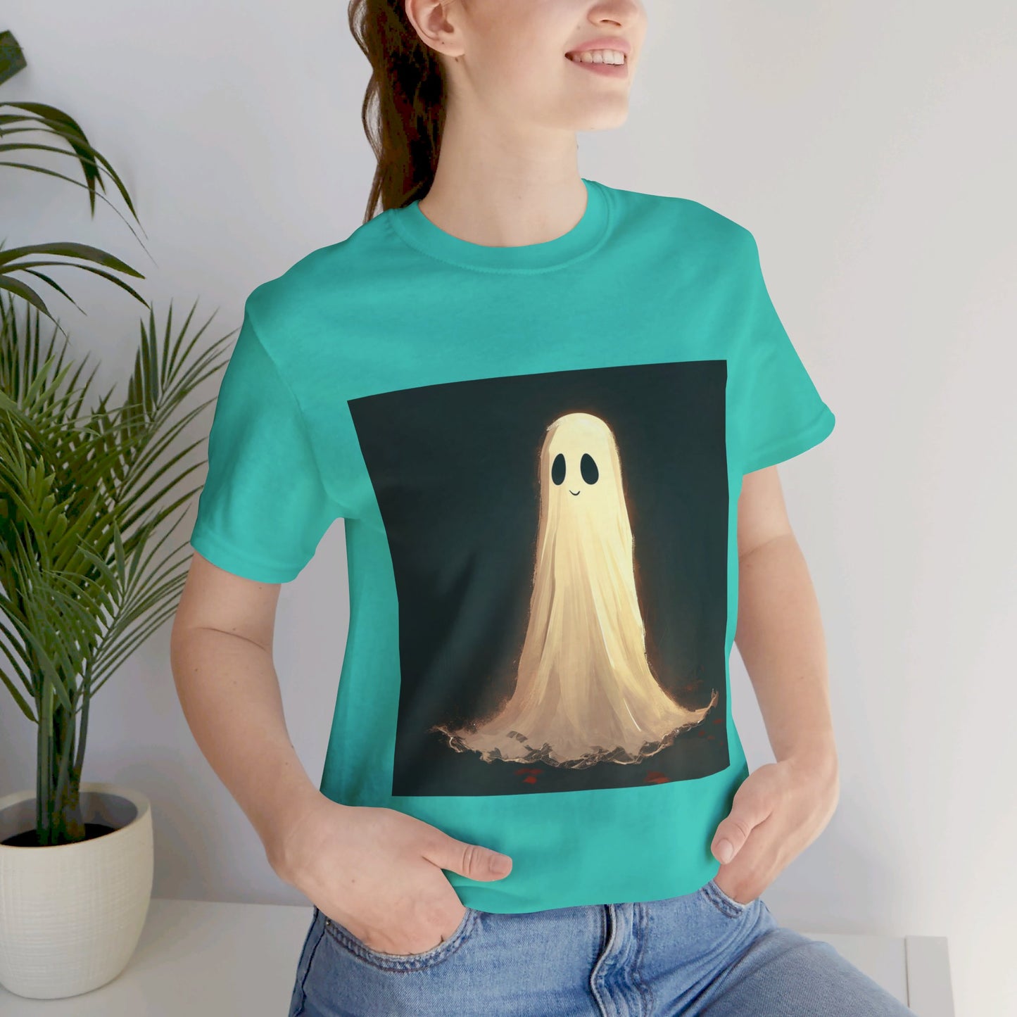 Happy Spooky Ghost Unisex Jersey Short Sleeve Tee