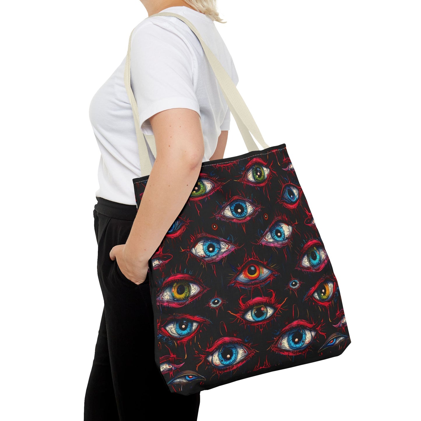 Creepy Eye Pattern Tote Bag (AOP)