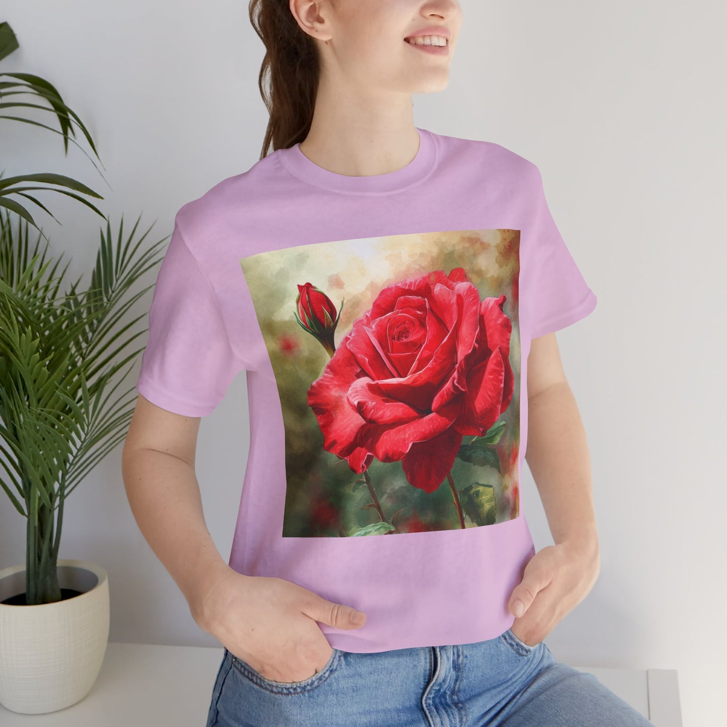 Elegant Rose Short Sleeve Tee - Perfect for Nature Lovers & Everyday Comfort