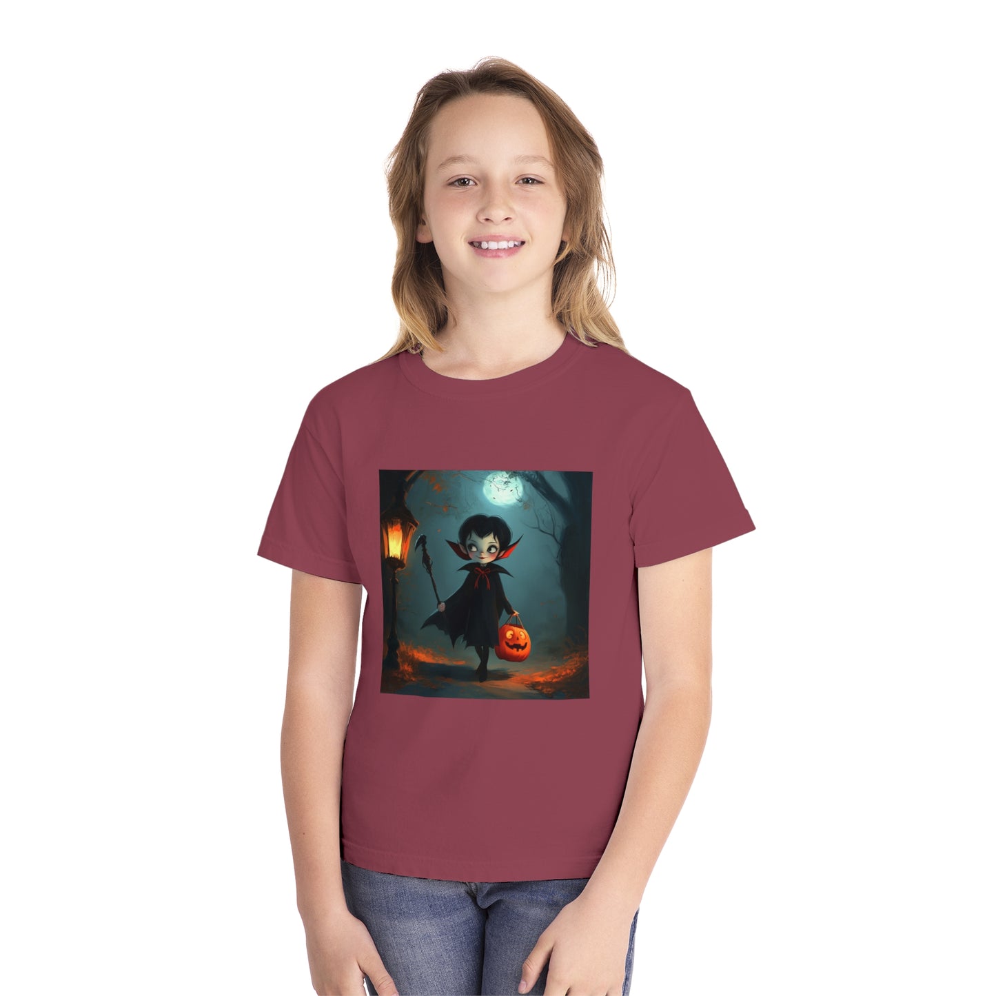 Cute Trick or Treating Vampire Youth Midweight Tee