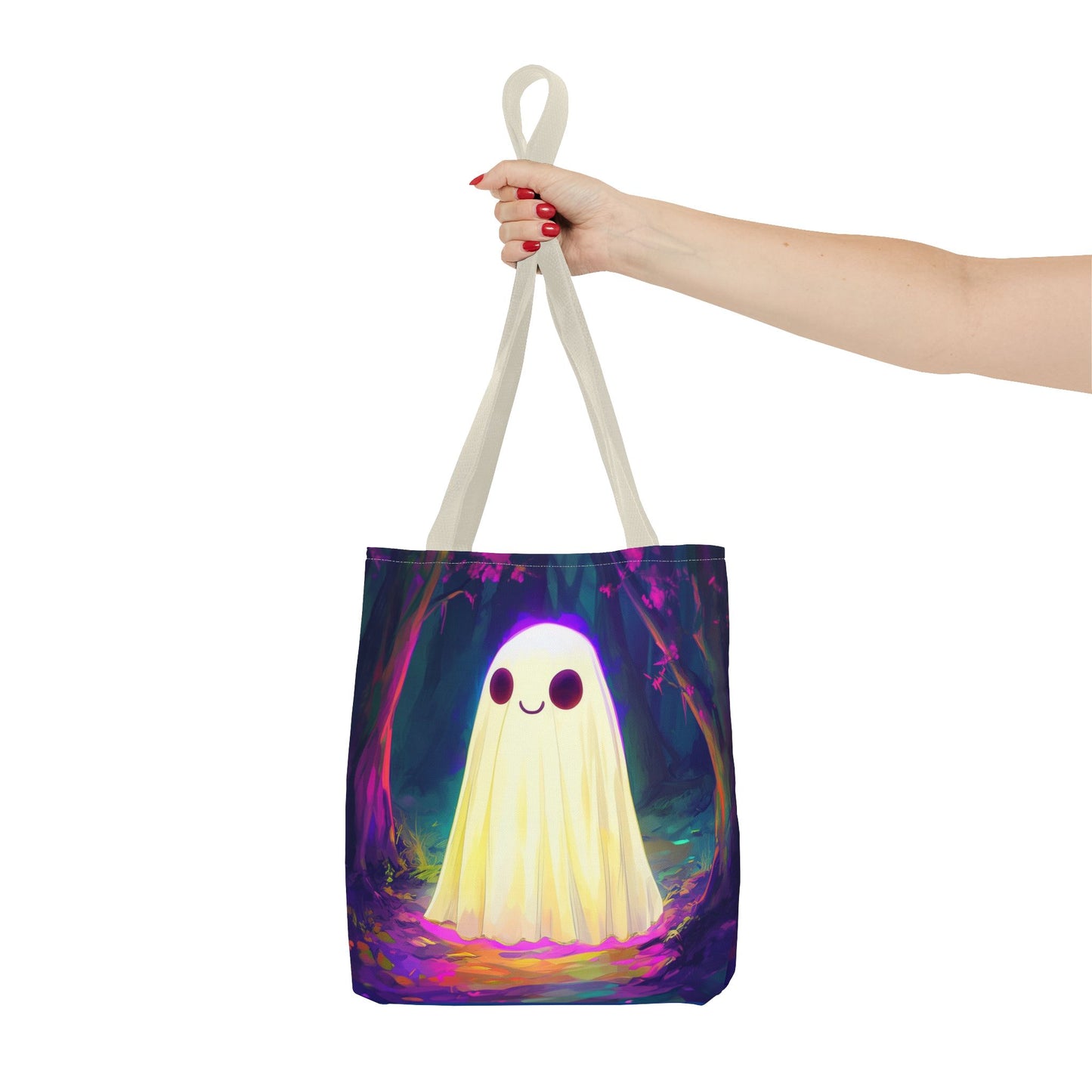 Cute Neon Ghost Tote Bag (AOP)