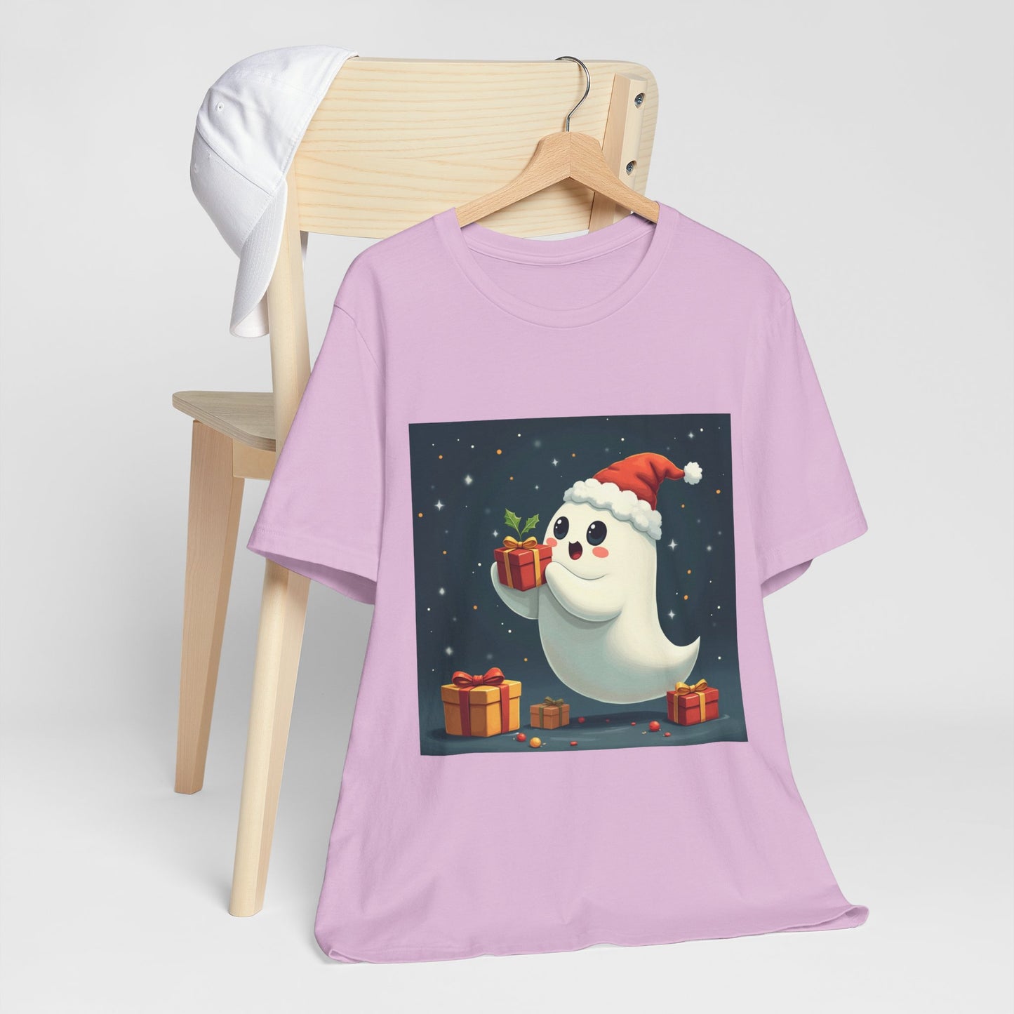 Cute Cartoon Present Ghost Unisex Jersey T-Shirt