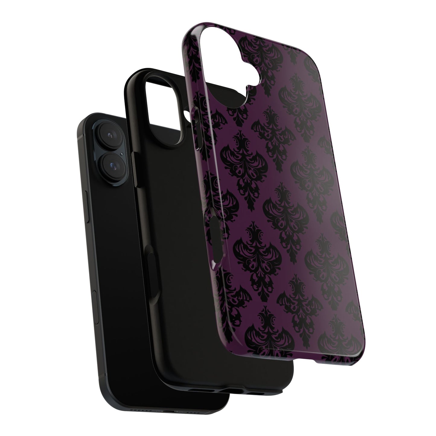 Purple and Black Victorian Damask Pattern Tough Cases