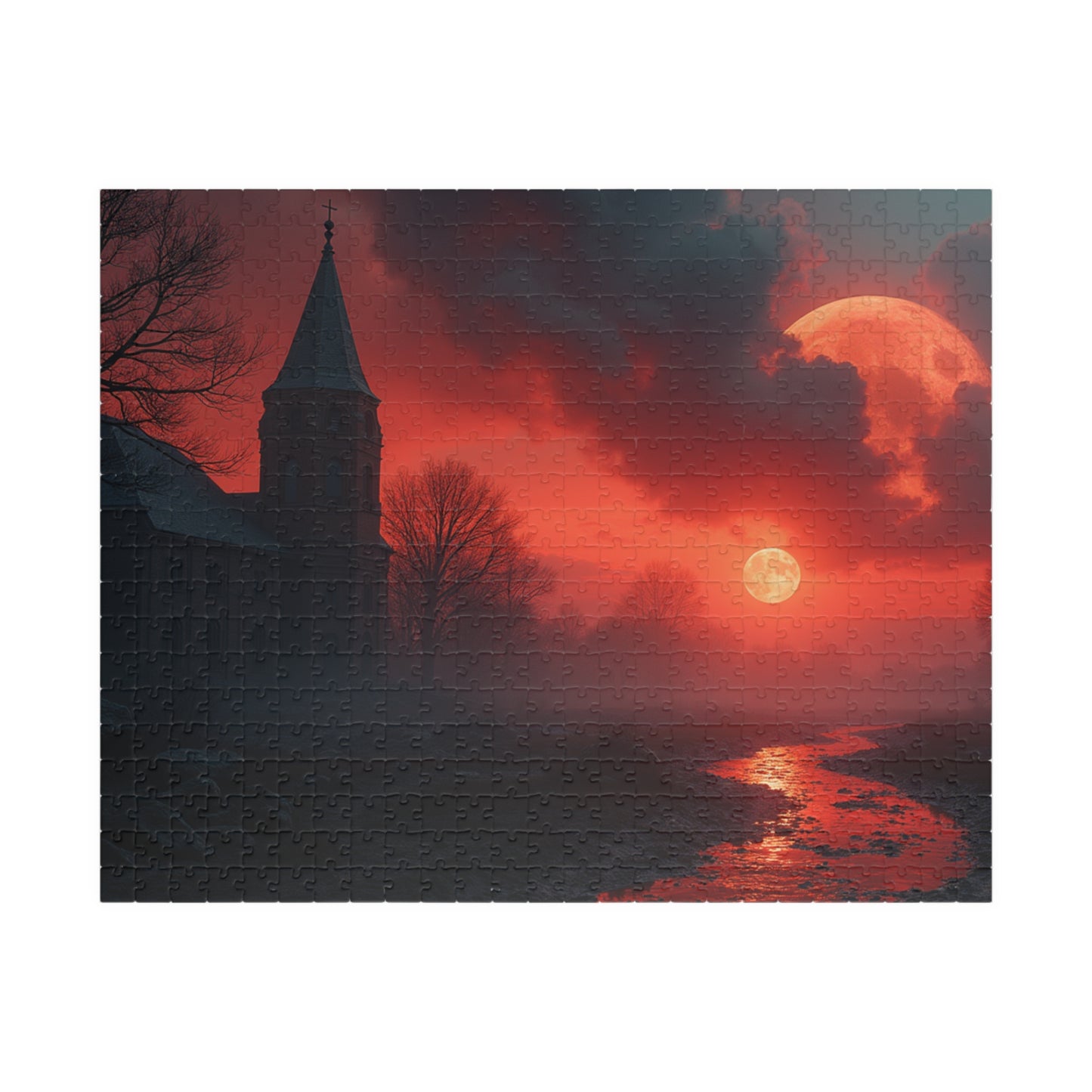 Red Moon Landscape Puzzle (110, 252, 520, 1014-piece)