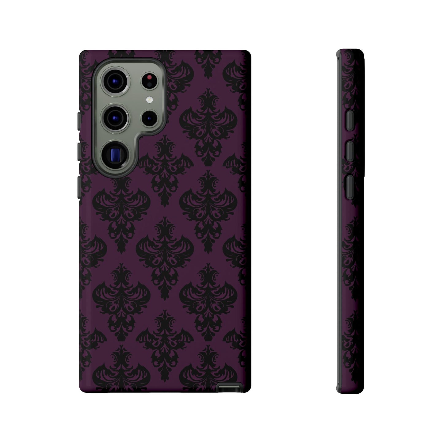 Purple and Black Victorian Damask Pattern Tough Cases