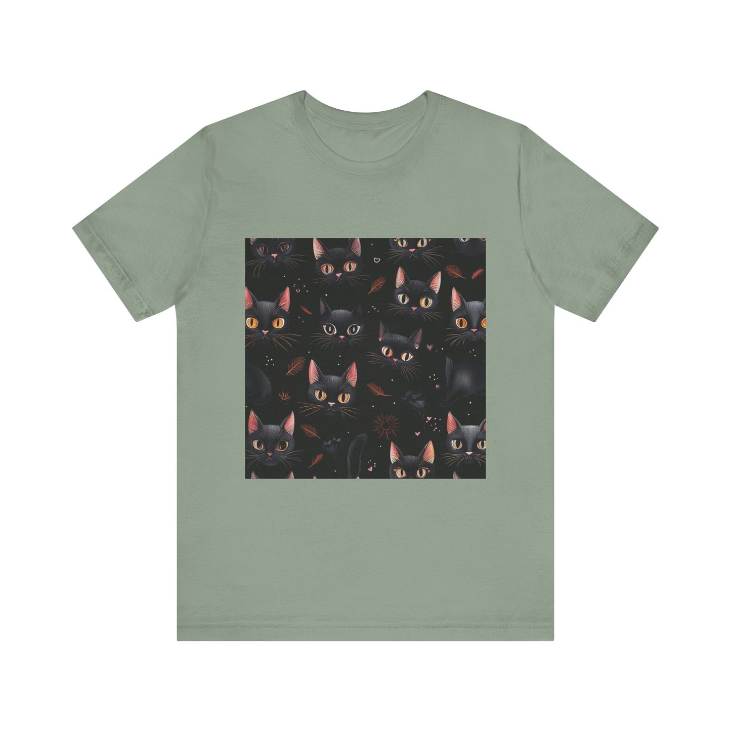 Cute Black Cat Pattern Unisex Jersey Short Sleeve Tee