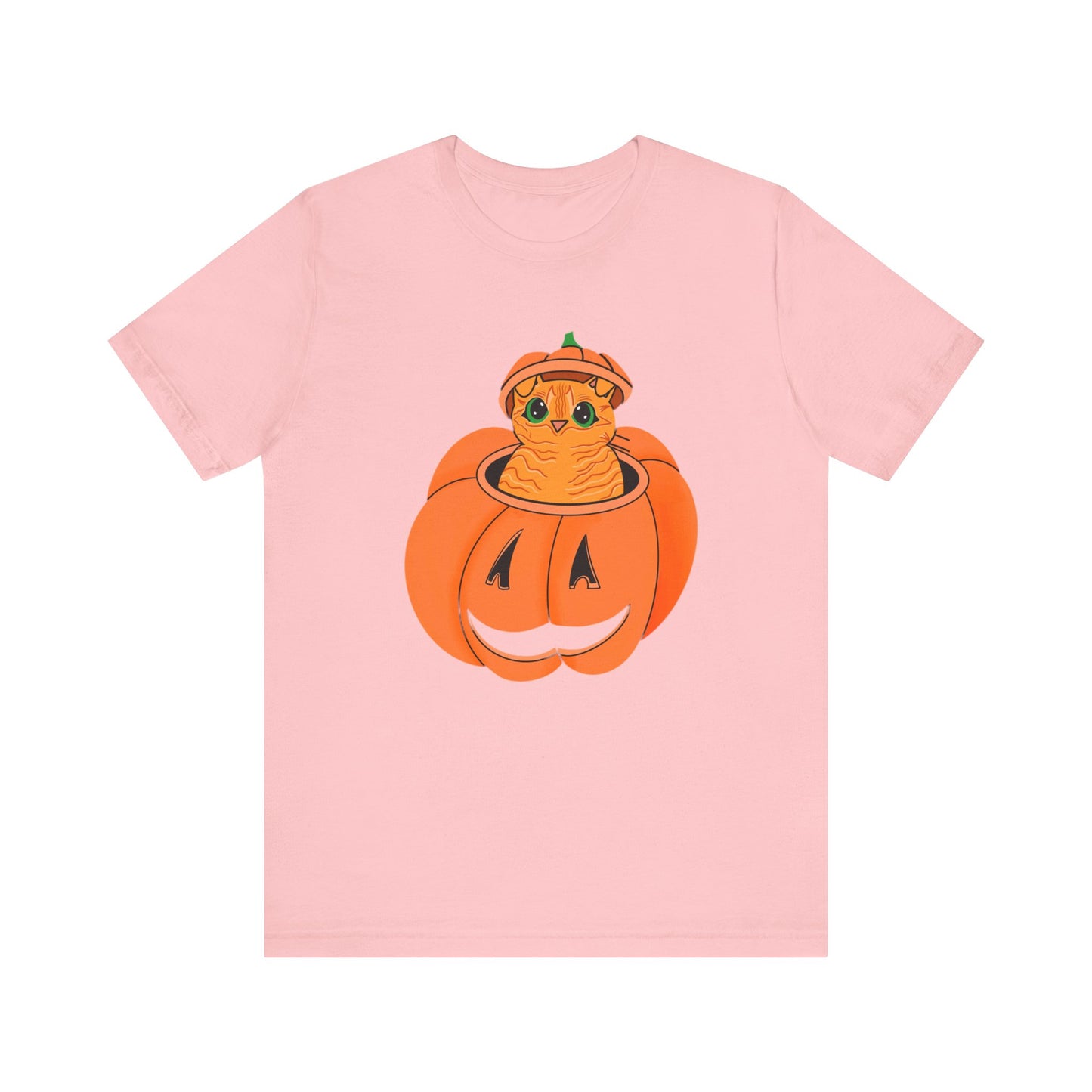 Cute Orange Cat Halloween Unisex Jersey Short Sleeve Tee