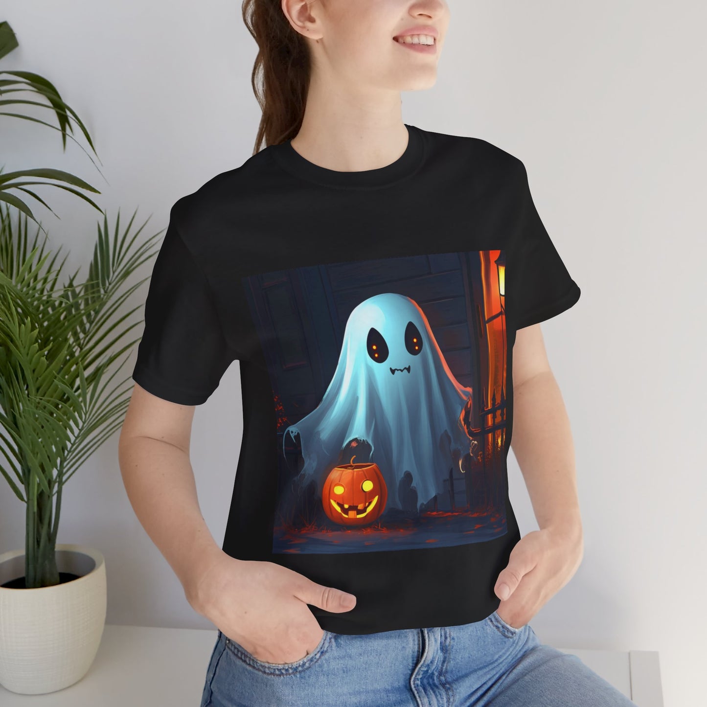 Cute Ghost Trick or Treating Unisex Jersey Short Sleeve Tee