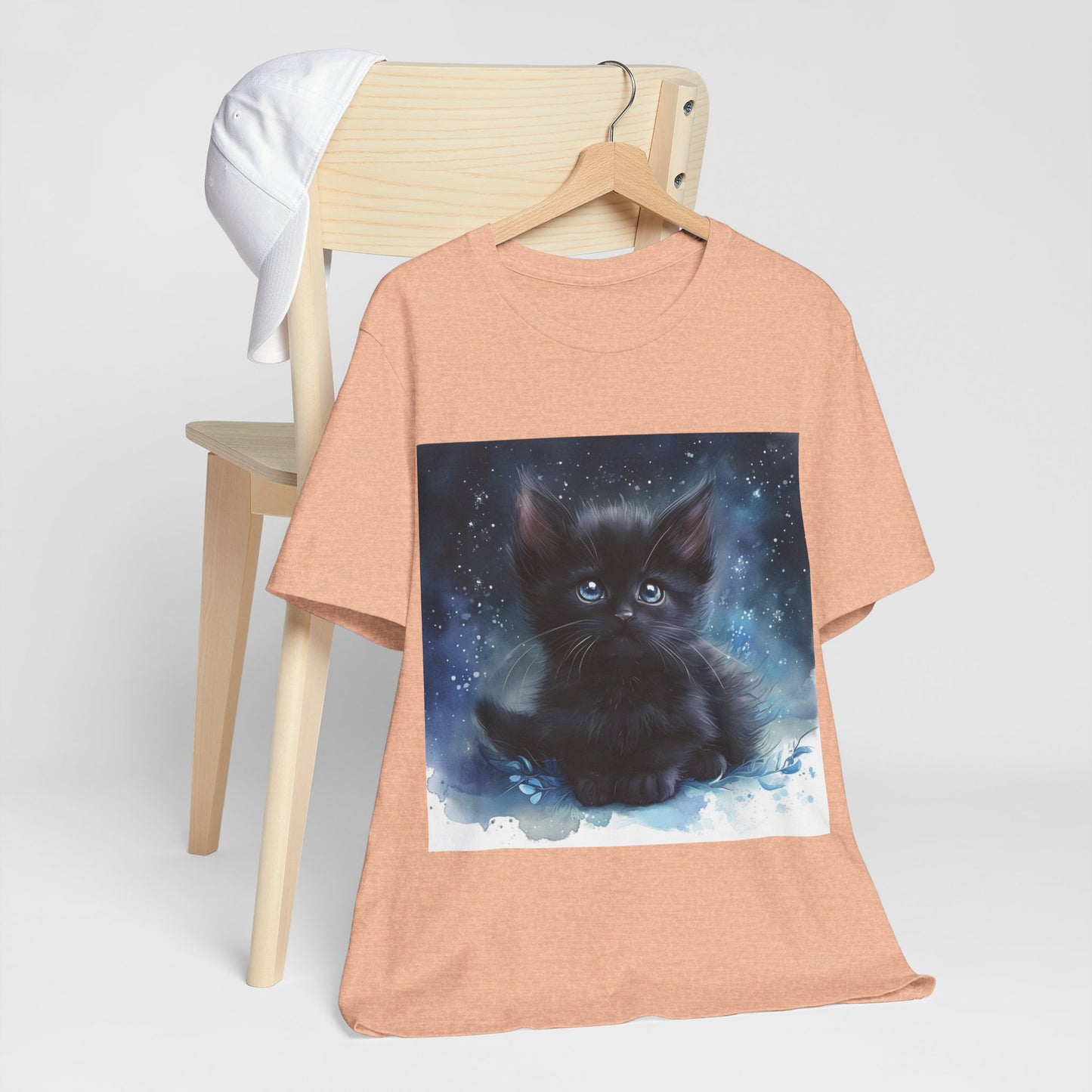 Starry Sky Black Kitten Unisex Jersey Short Sleeve Tee