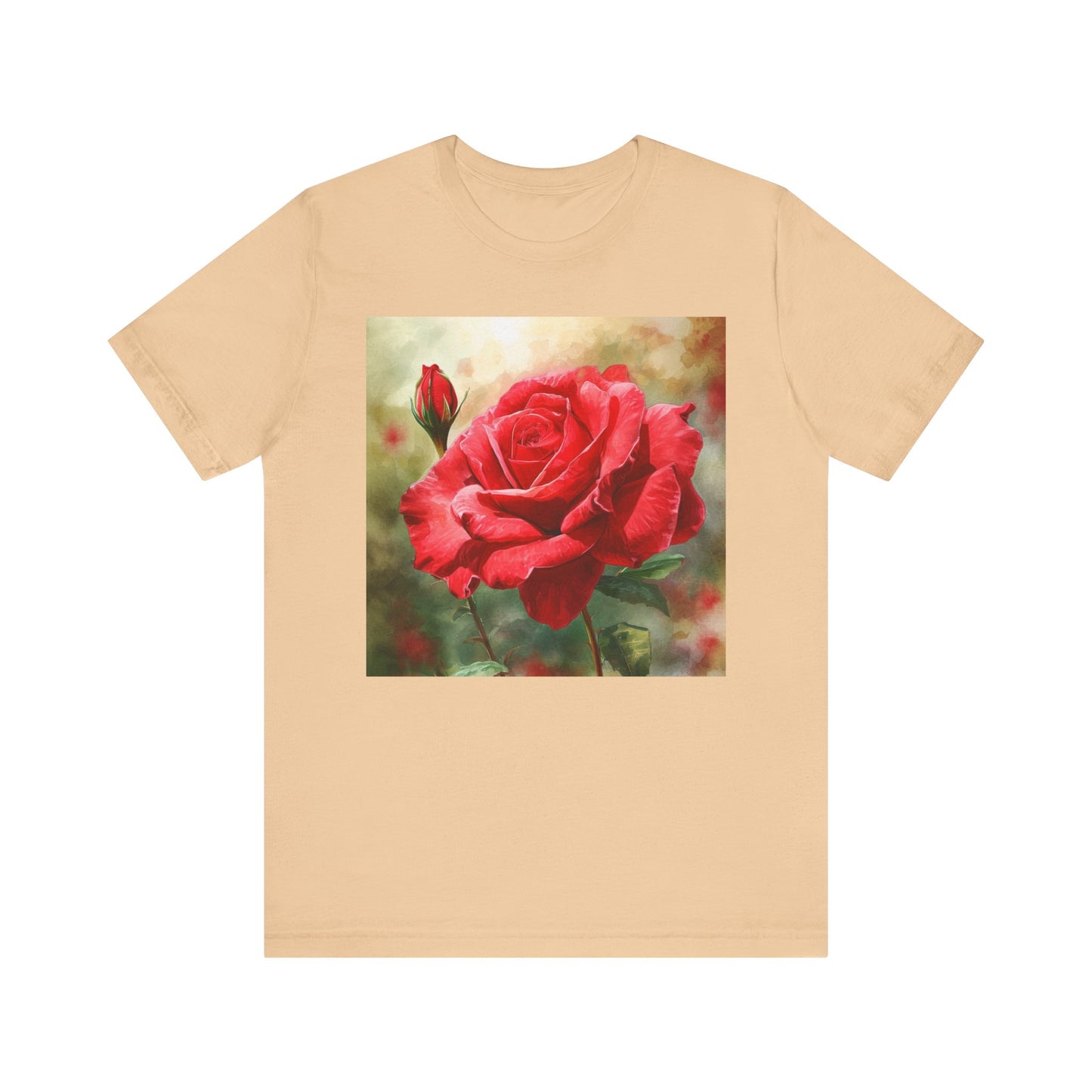 Elegant Rose Short Sleeve Tee - Perfect for Nature Lovers & Everyday Comfort