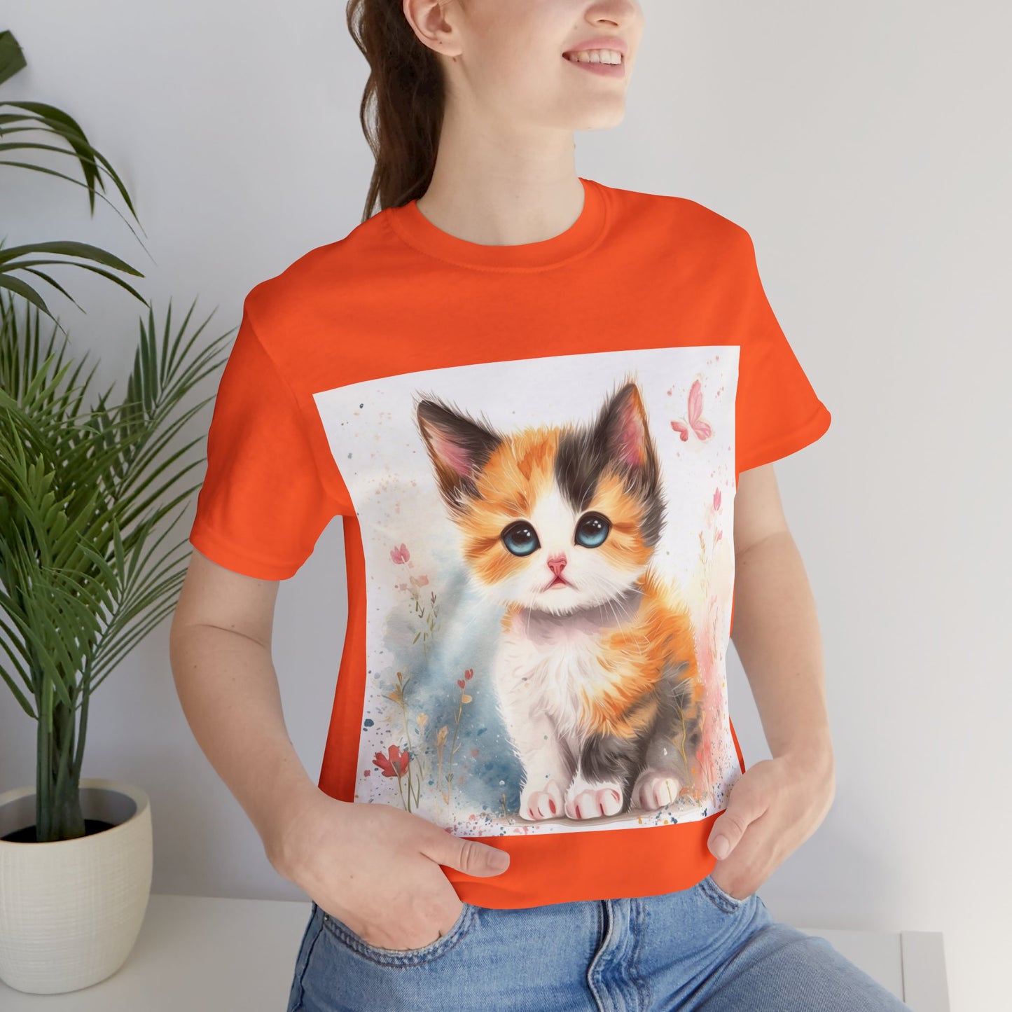 Butterfly Calico Kitten Unisex Jersey Short Sleeve Tee