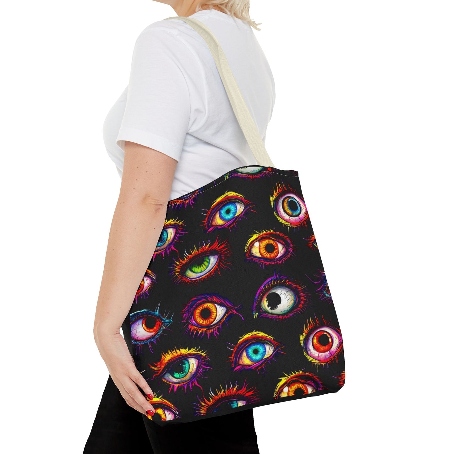 Colorful Spooky Eye Pattern Tote Bag (AOP)