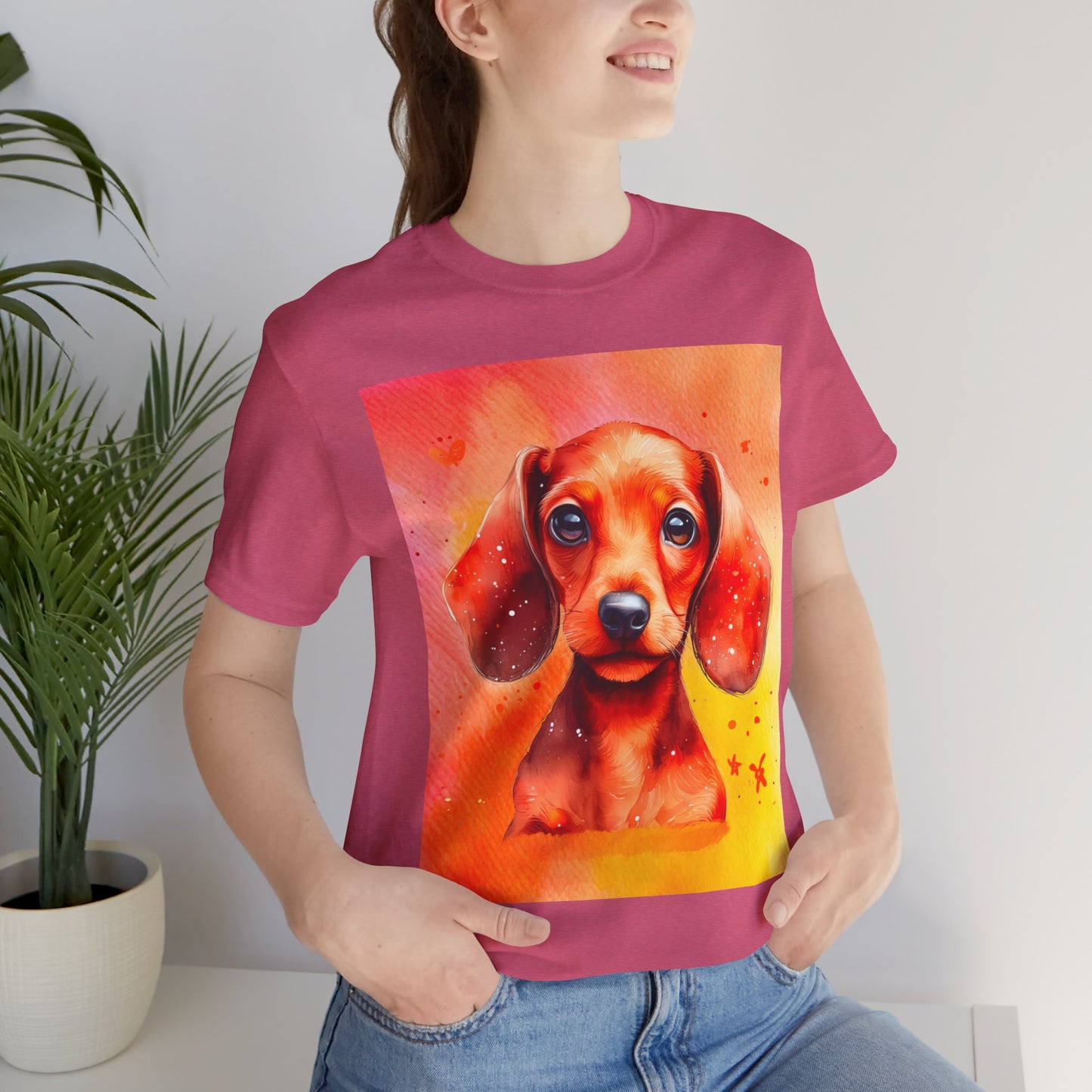 Red Dachshund Unisex Jersey Short Sleeve Tee