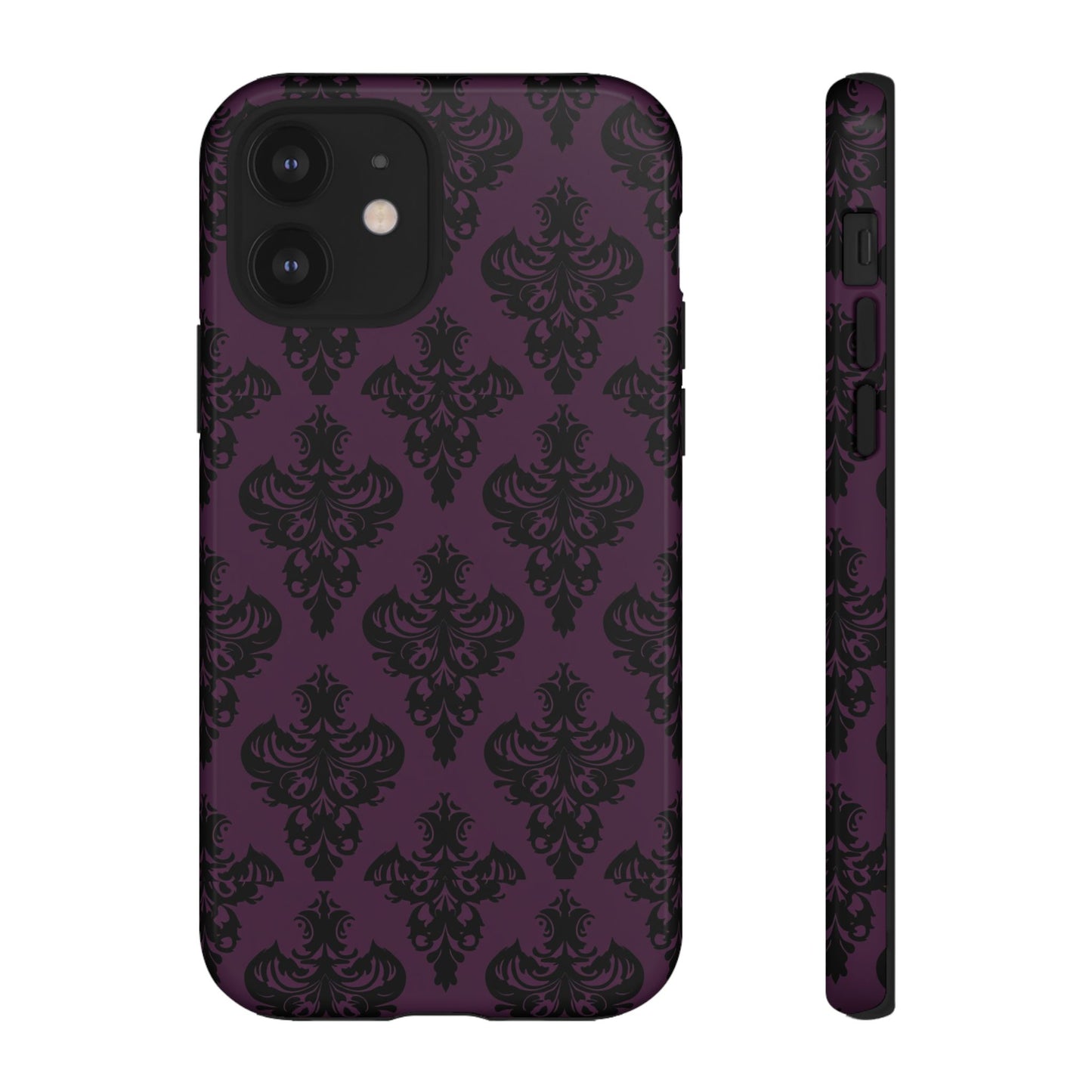 Purple and Black Victorian Damask Pattern Tough Cases