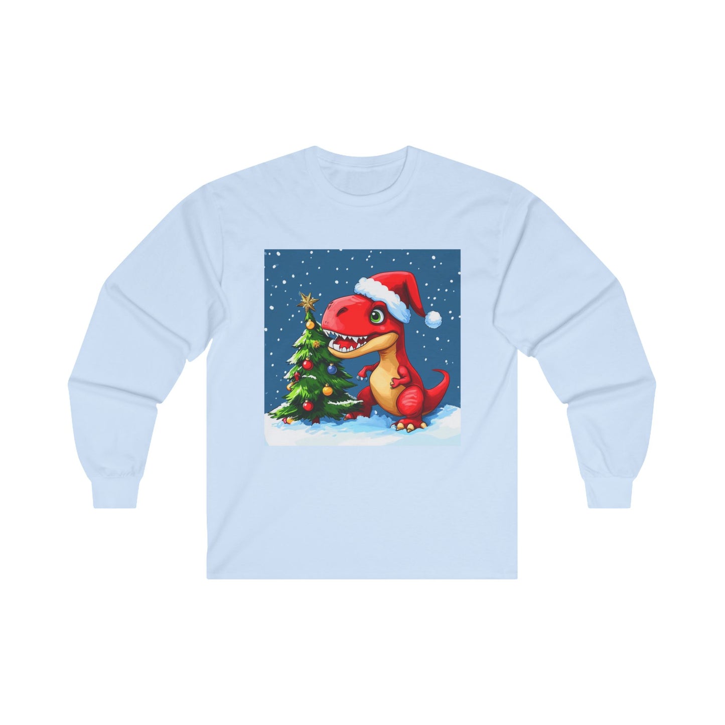 Red T-Rex Christmas Unisex Ultra Cotton Long Sleeve Tee