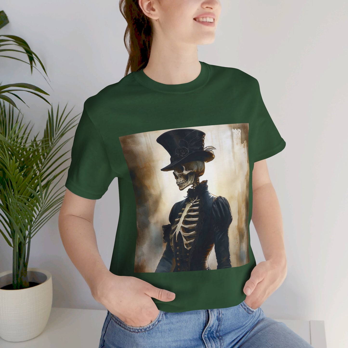 Top Hat Victorian Skeleton Unisex Jersey Short Sleeve Tee