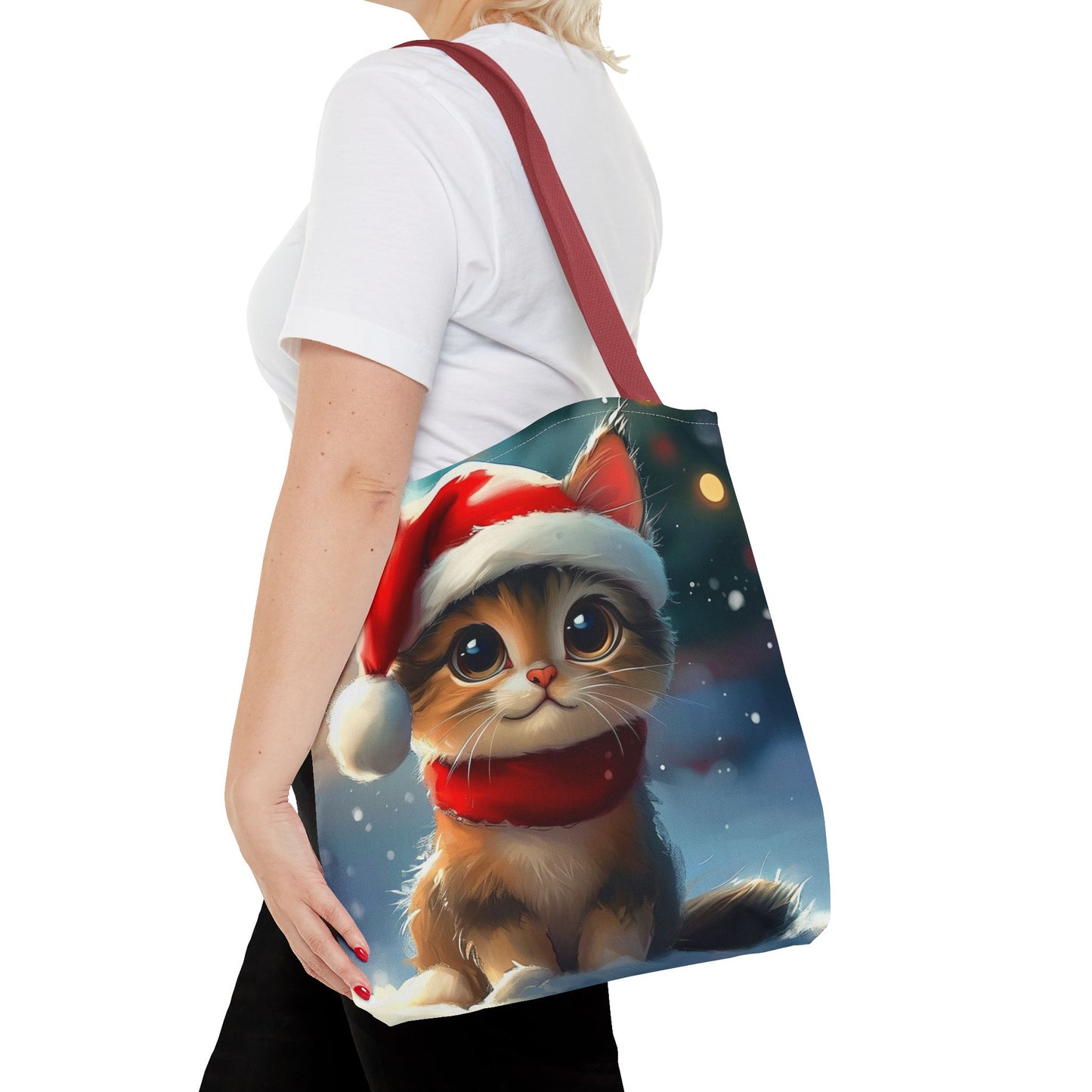 Cute Festive Kitten Tote Bag (AOP)