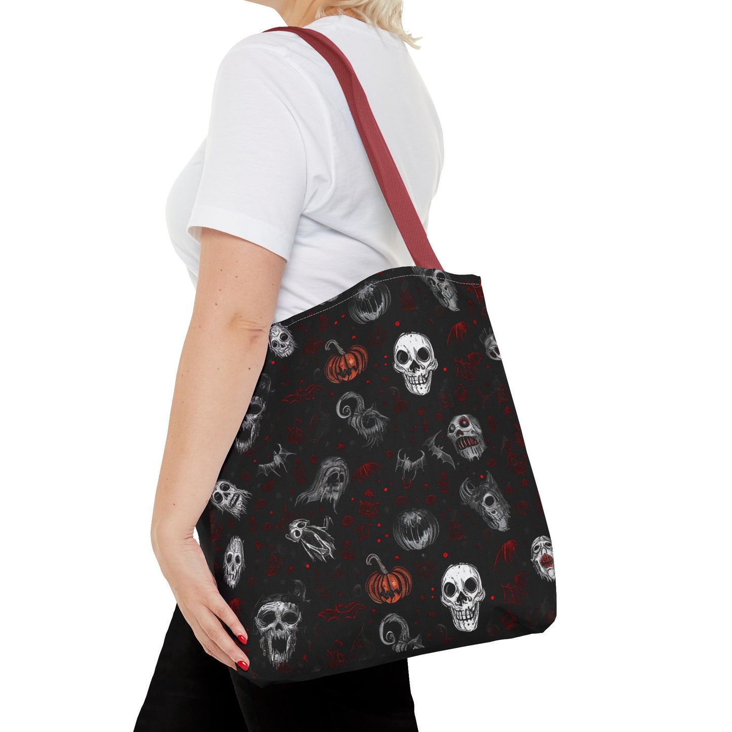 Scary Halloween Pattern Tote Bag (AOP)