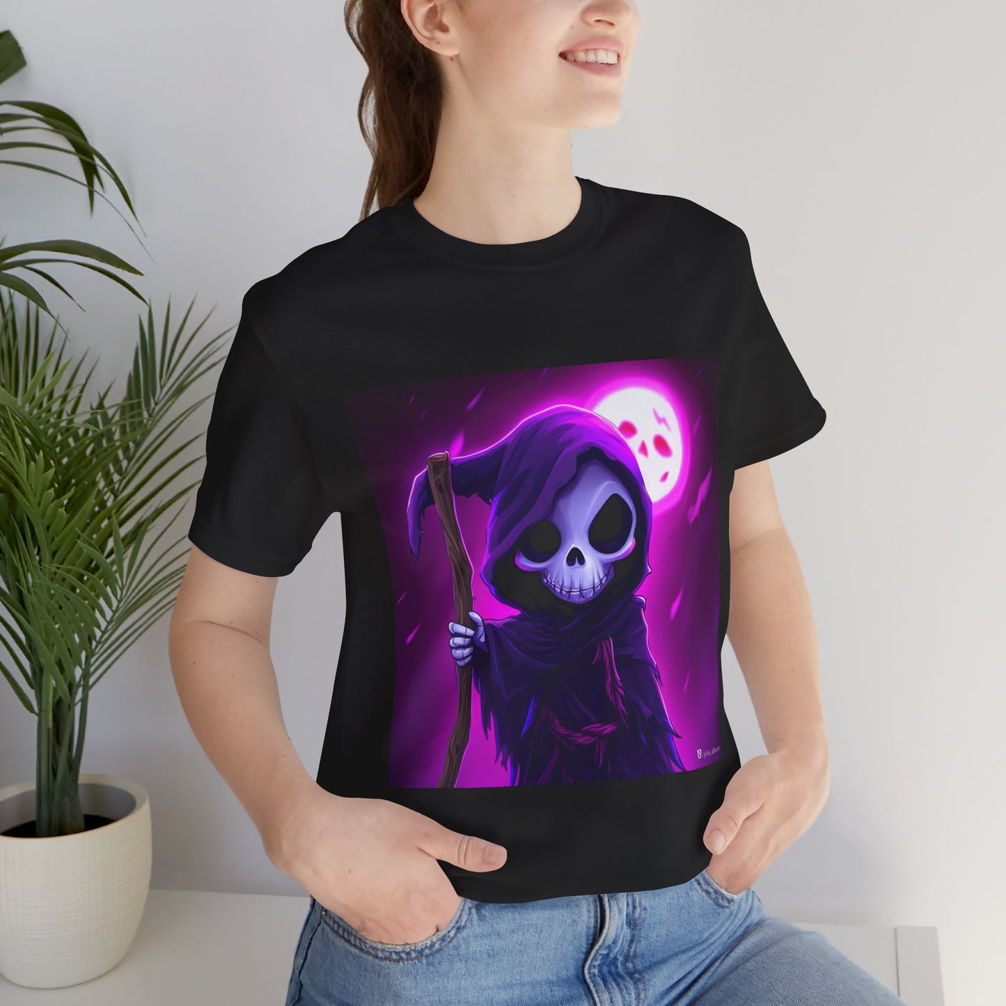 Smiling Moon Grim Reaper Unisex Jersey Short Sleeve Tee