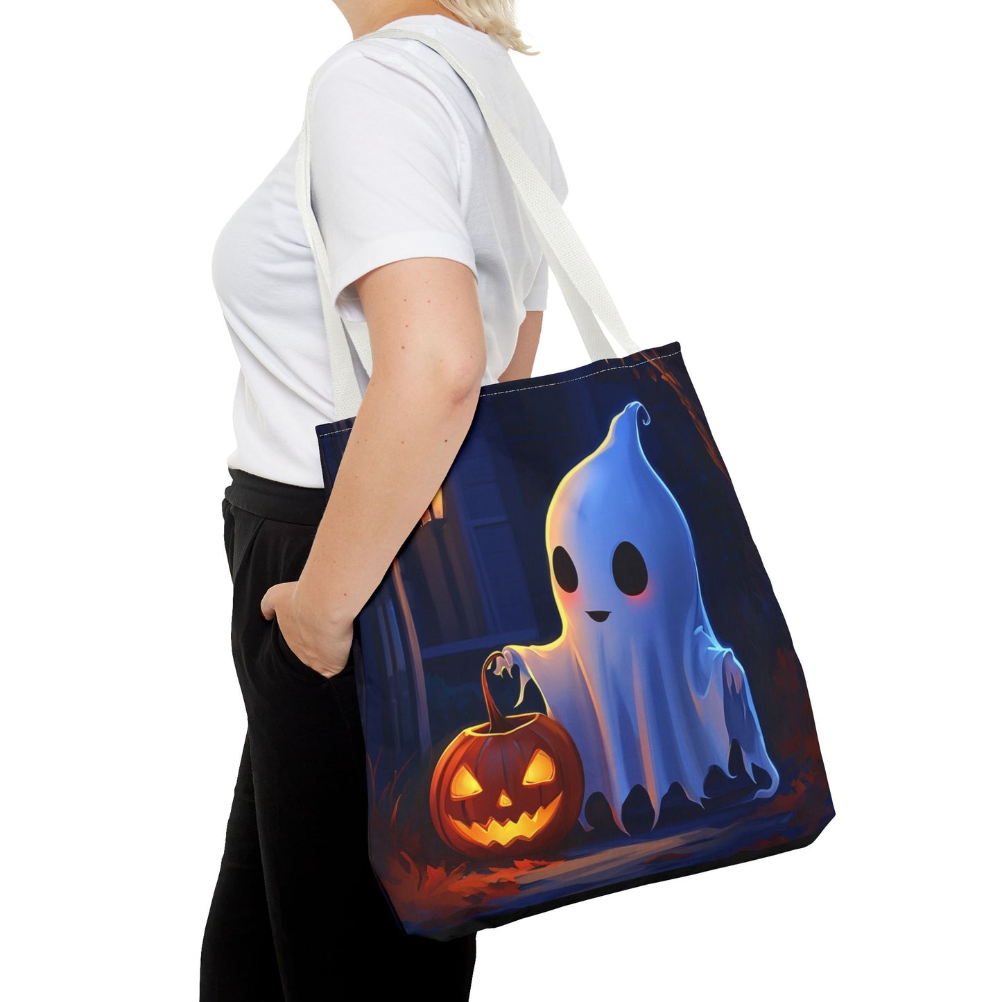 Cute Ghost Trick or Treating Tote Bag (AOP)