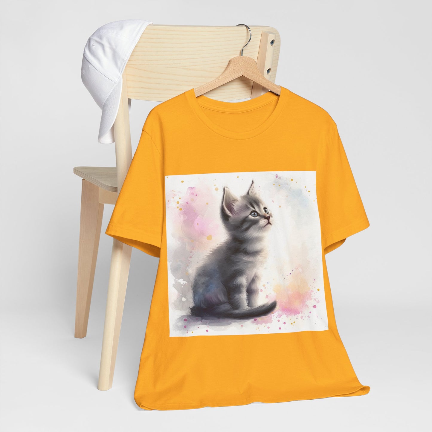 Watercolor Gray Kitten Unisex Jersey Short Sleeve Tee