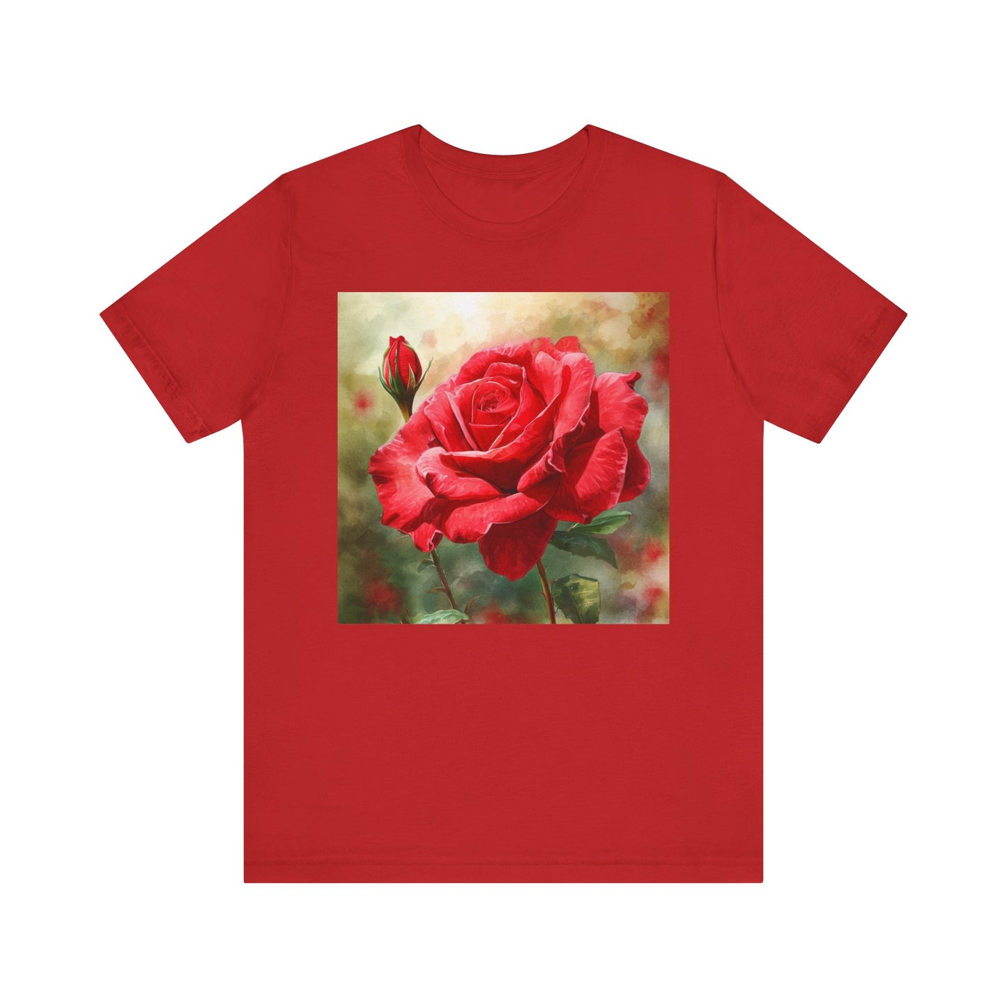 Elegant Rose Short Sleeve Tee - Perfect for Nature Lovers & Everyday Comfort