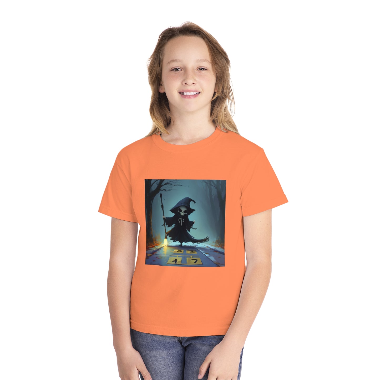 Grim Reaper Playing Hopscotch Youth Midweight Tee