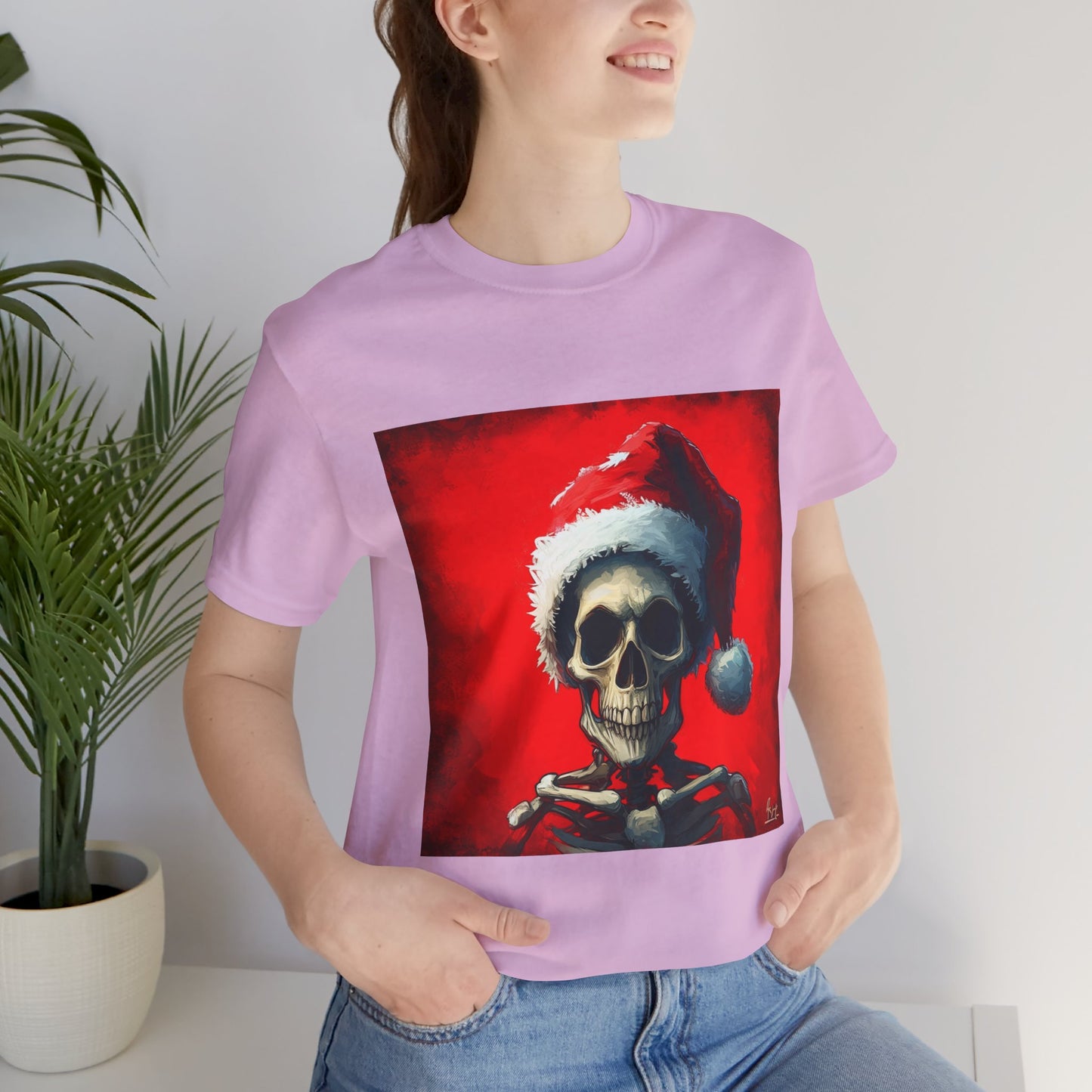 Dark Spooky Skeleton Santa Unisex Jersey Tee