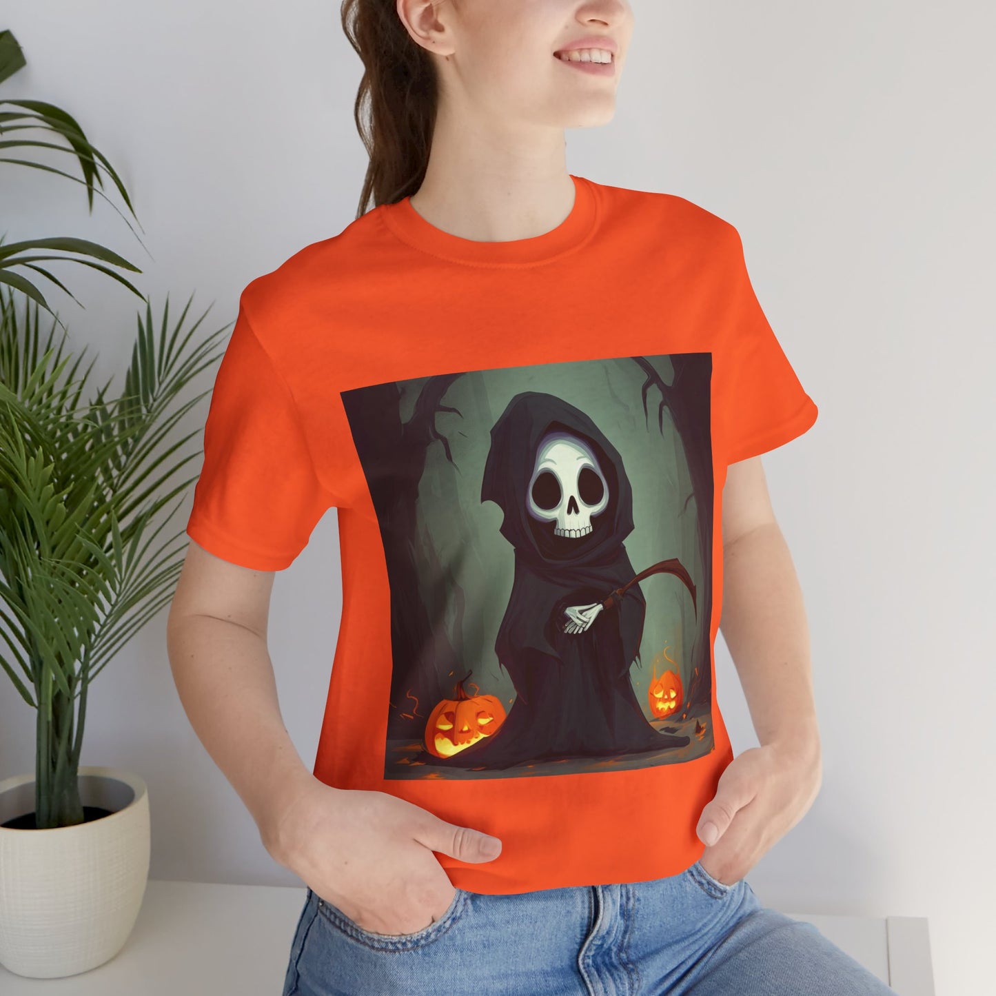 Spooky Forest Grim Reaper Unisex Jersey Short Sleeve Tee