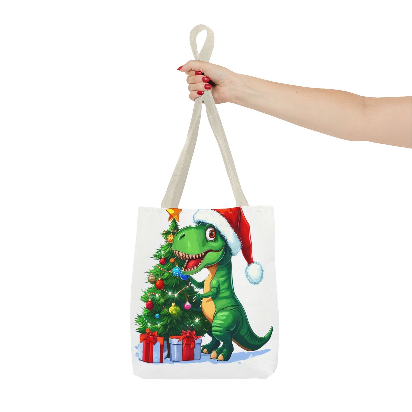 Holiday T-Rex Tote Bag (AOP)