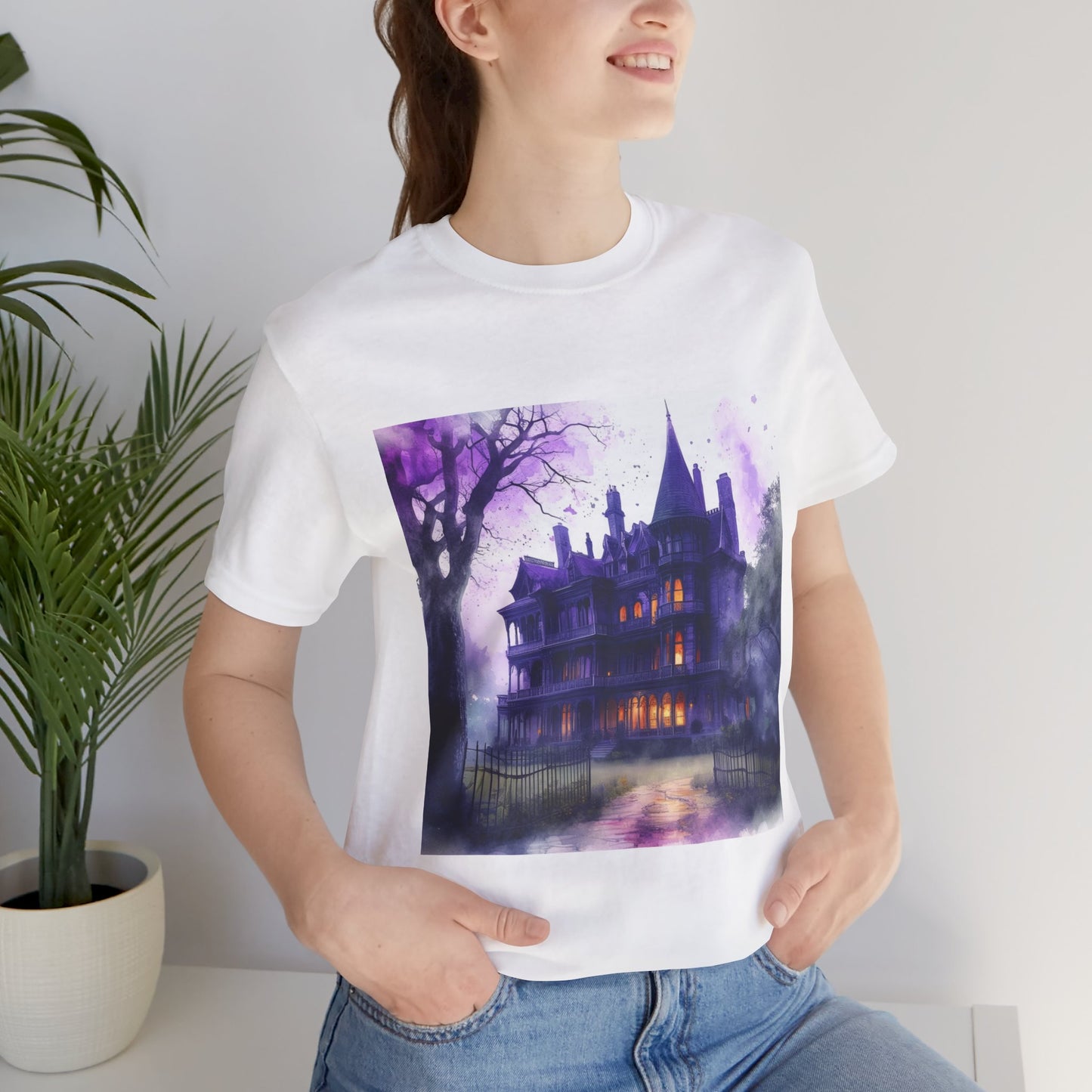 Haunted House Unisex Jersey Short Sleeve Tee