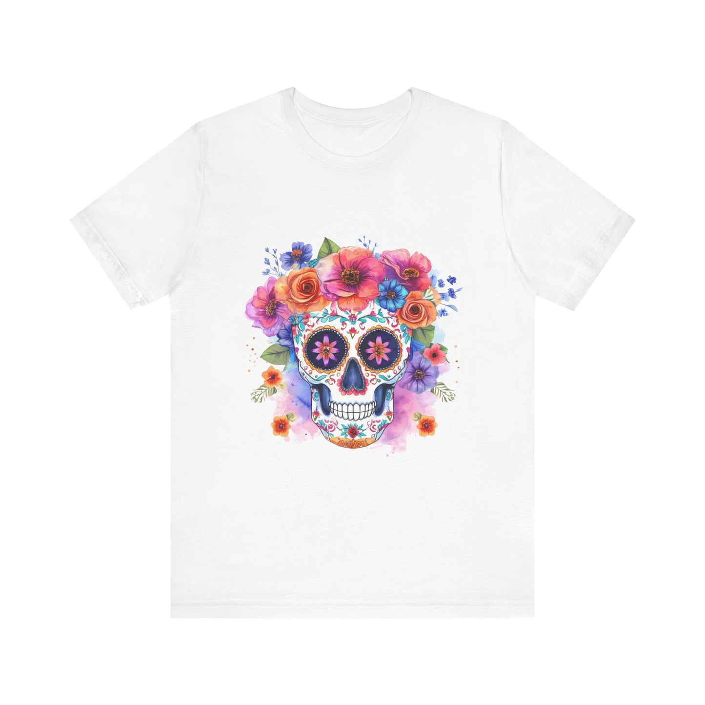 Colorful Sugar Skull Unisex Jersey Short Sleeve Tee