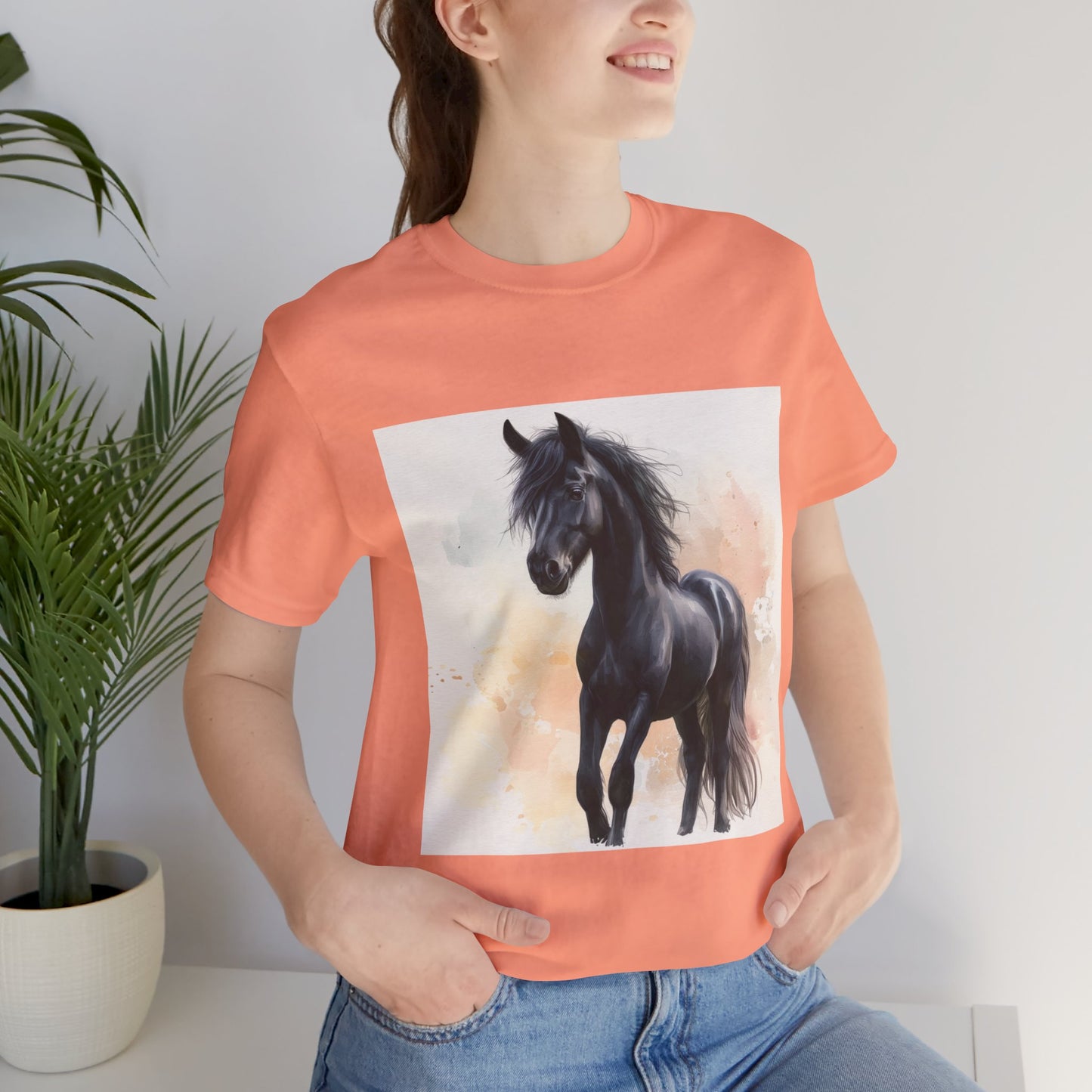 Playful Black Horse Unisex Jersey Short Sleeve Tee