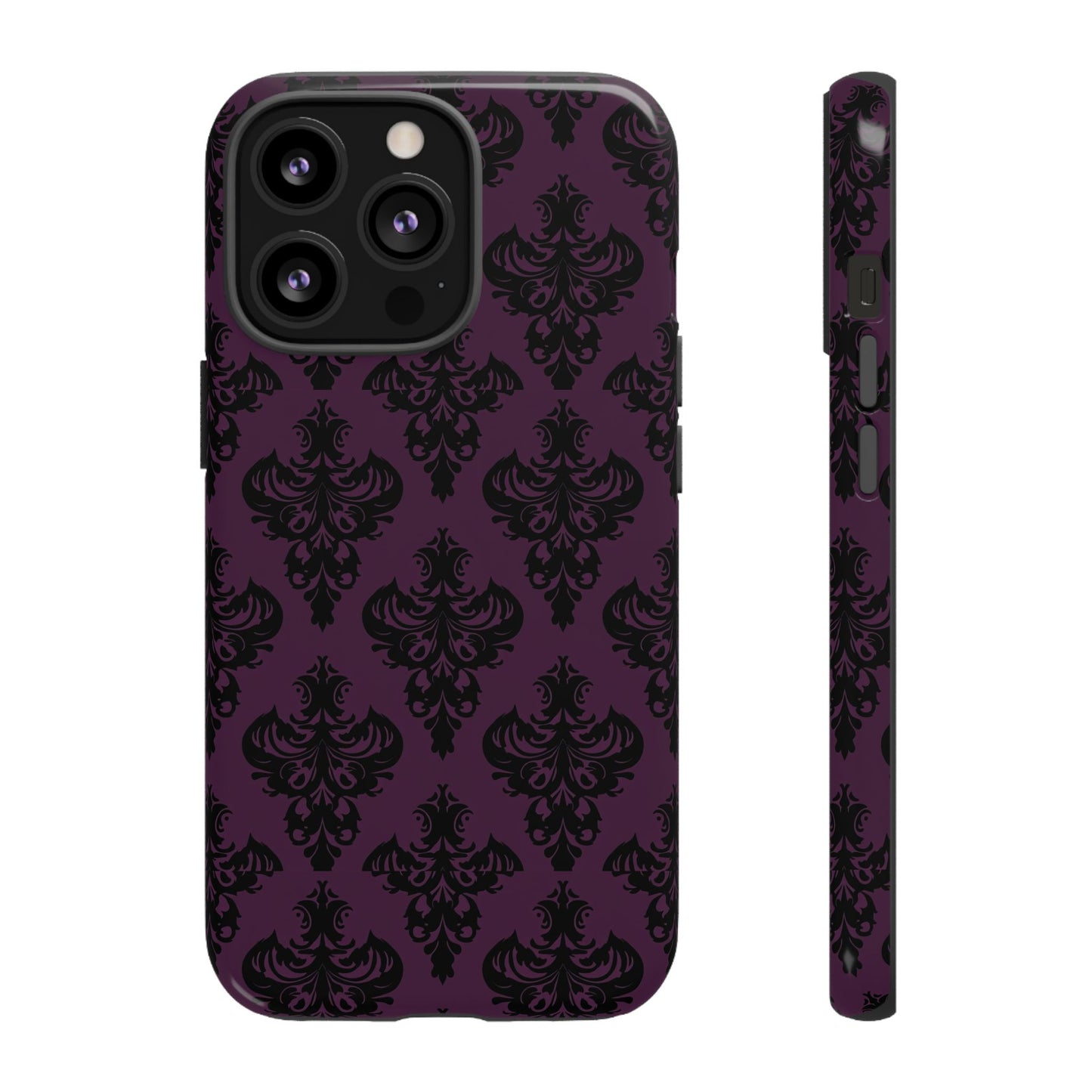 Purple and Black Victorian Damask Pattern Tough Cases