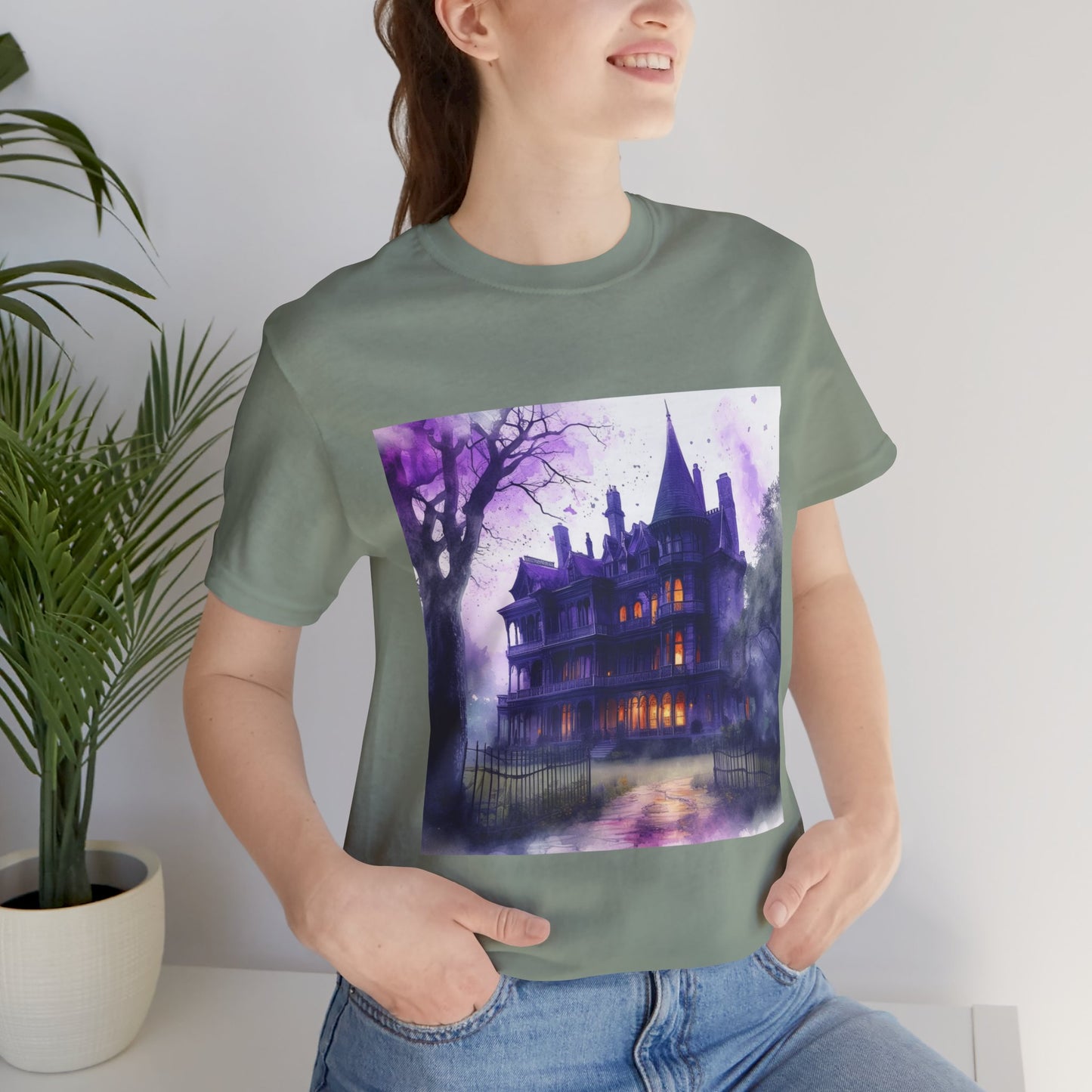 Haunted House Unisex Jersey Short Sleeve Tee