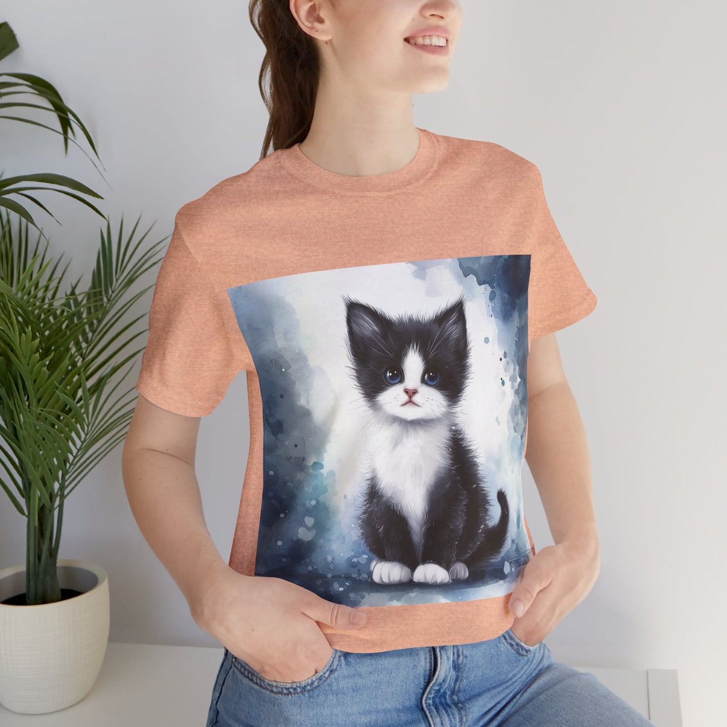 Watercolor Tuxedo Kitten Unisex Jersey Short Sleeve Tee