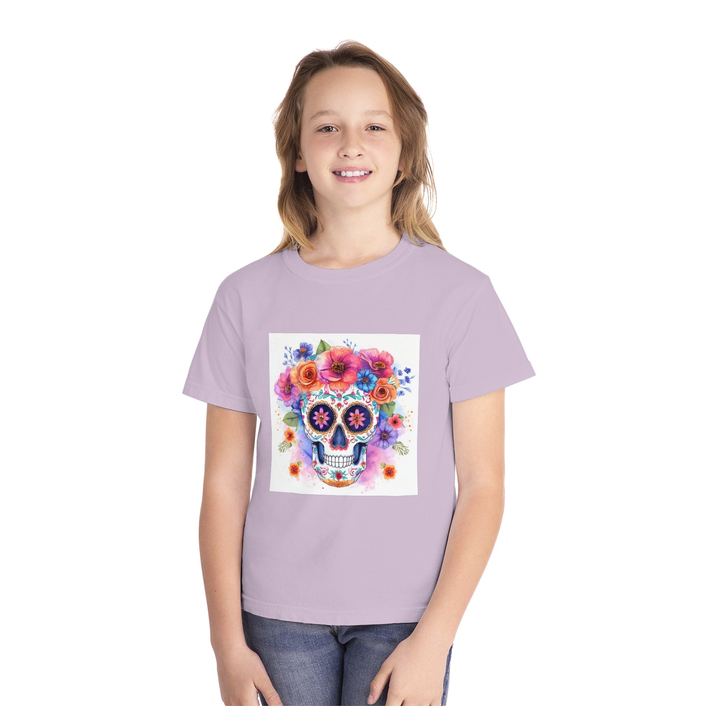 Colorful Sugar Skull Youth Midweight Tee