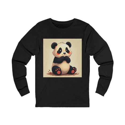 Adorable Cartoon Panda Unisex Jersey Long Sleeve Tee